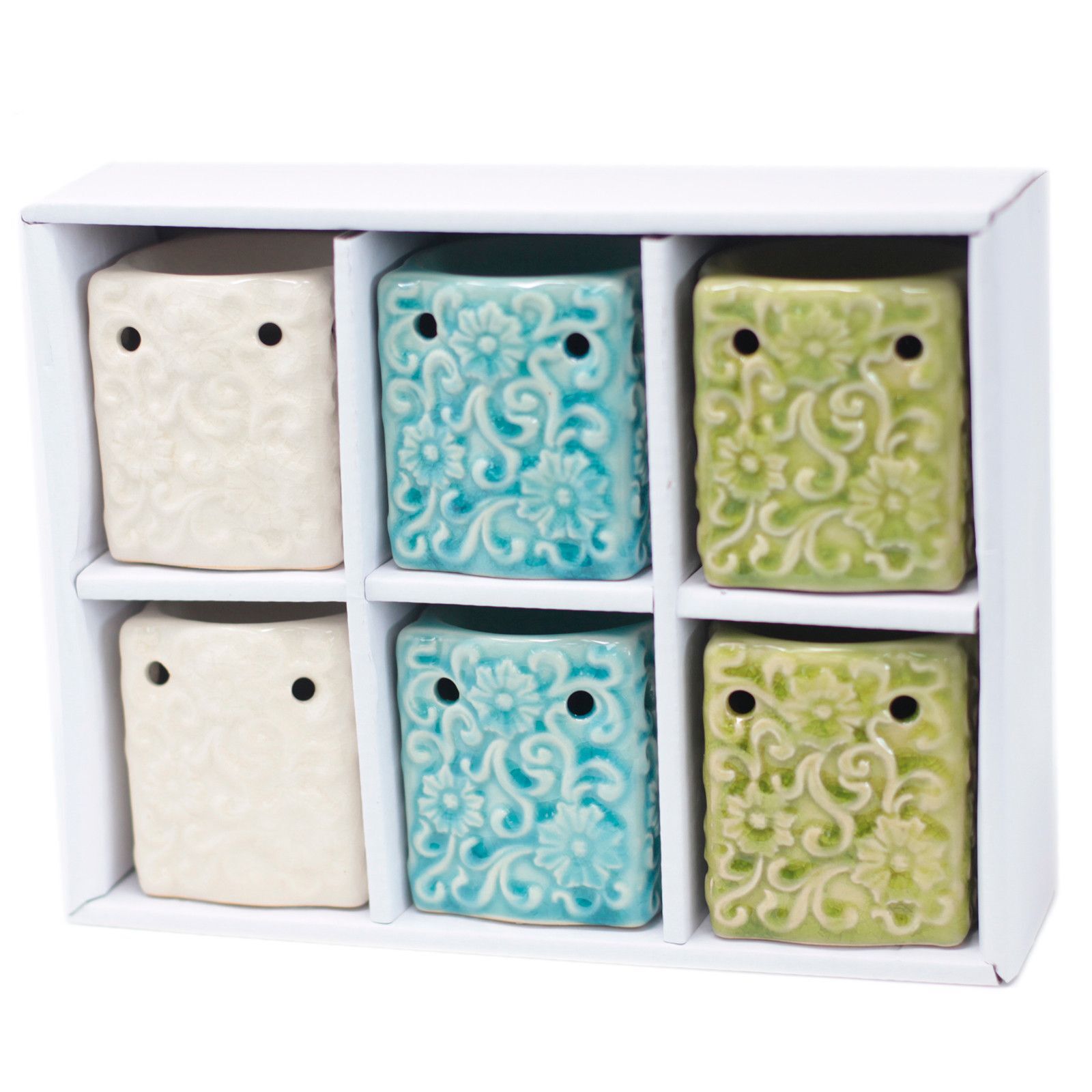 Classic Small Square Floral Oil Burner - Assorted
