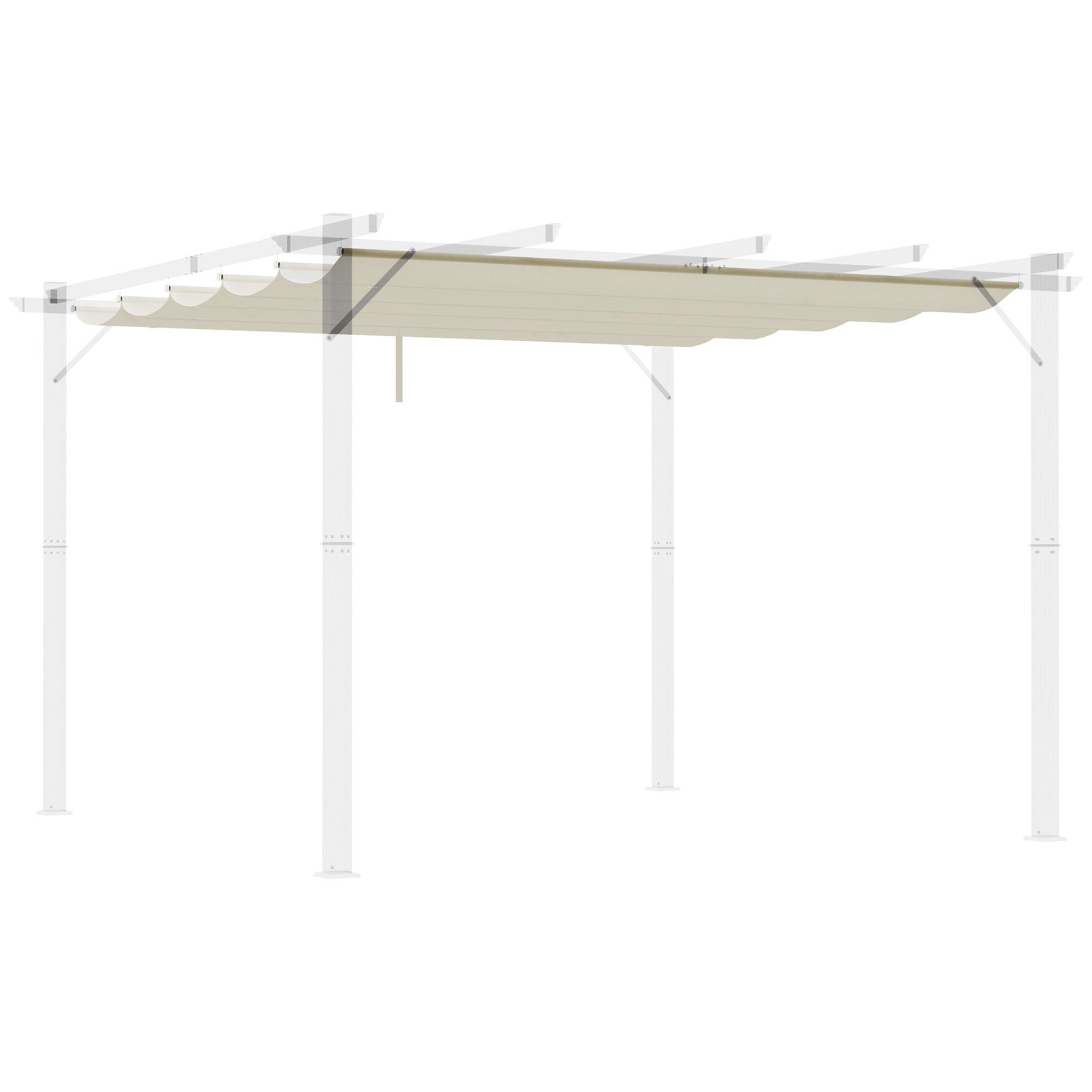 Outsunny Retractable Pergola Shade Cover, Replacement Canopy Fabric For 3 X 3 (m) Pergola, Gazebo Retractable Roof, Cream White