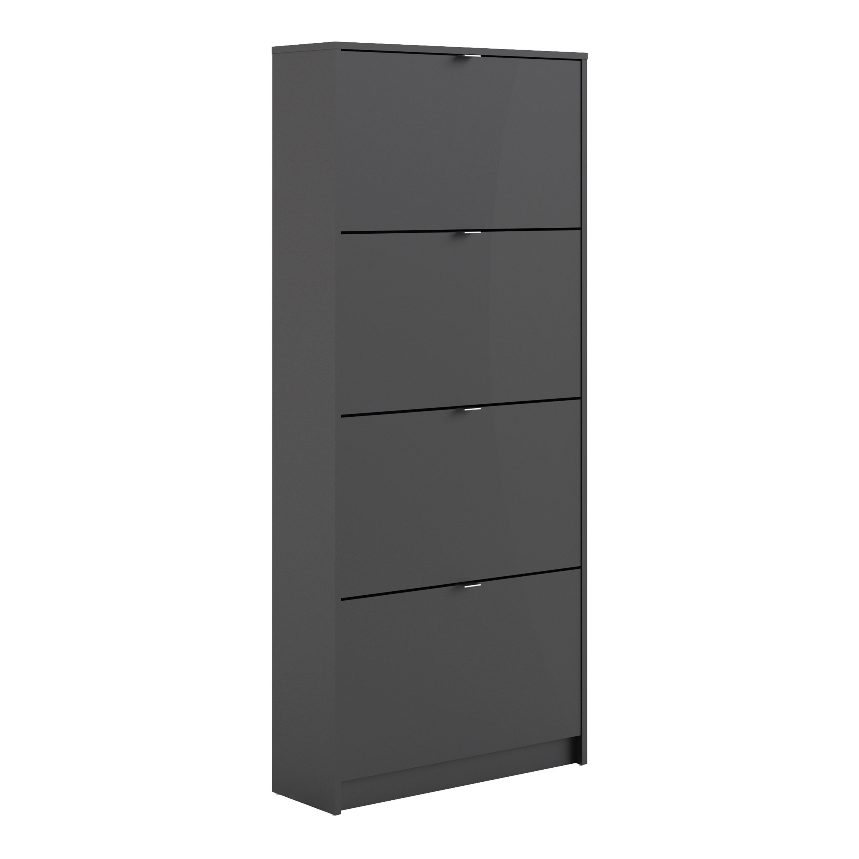 Shoes Shoe Cabinet W. 4 Tilting Doors And 2 Layers In Matt Black