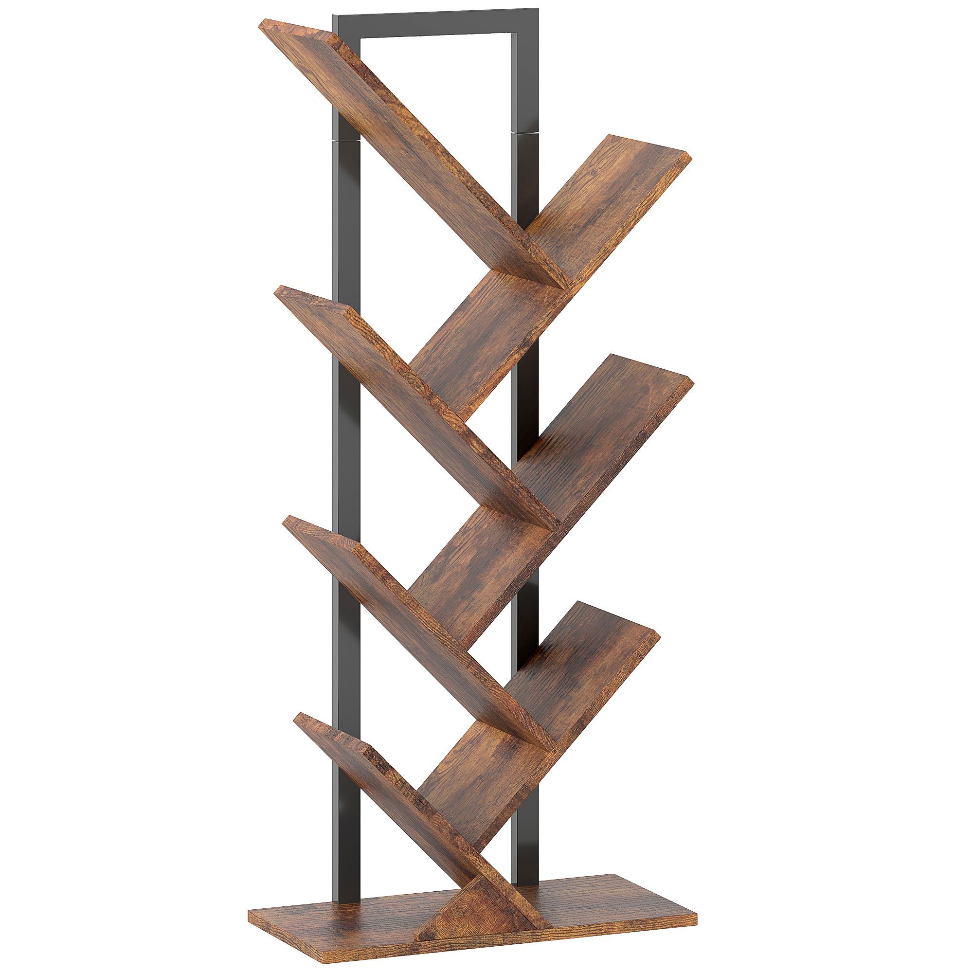 Homcom Six-section Tree Bookcase - Wood-effect