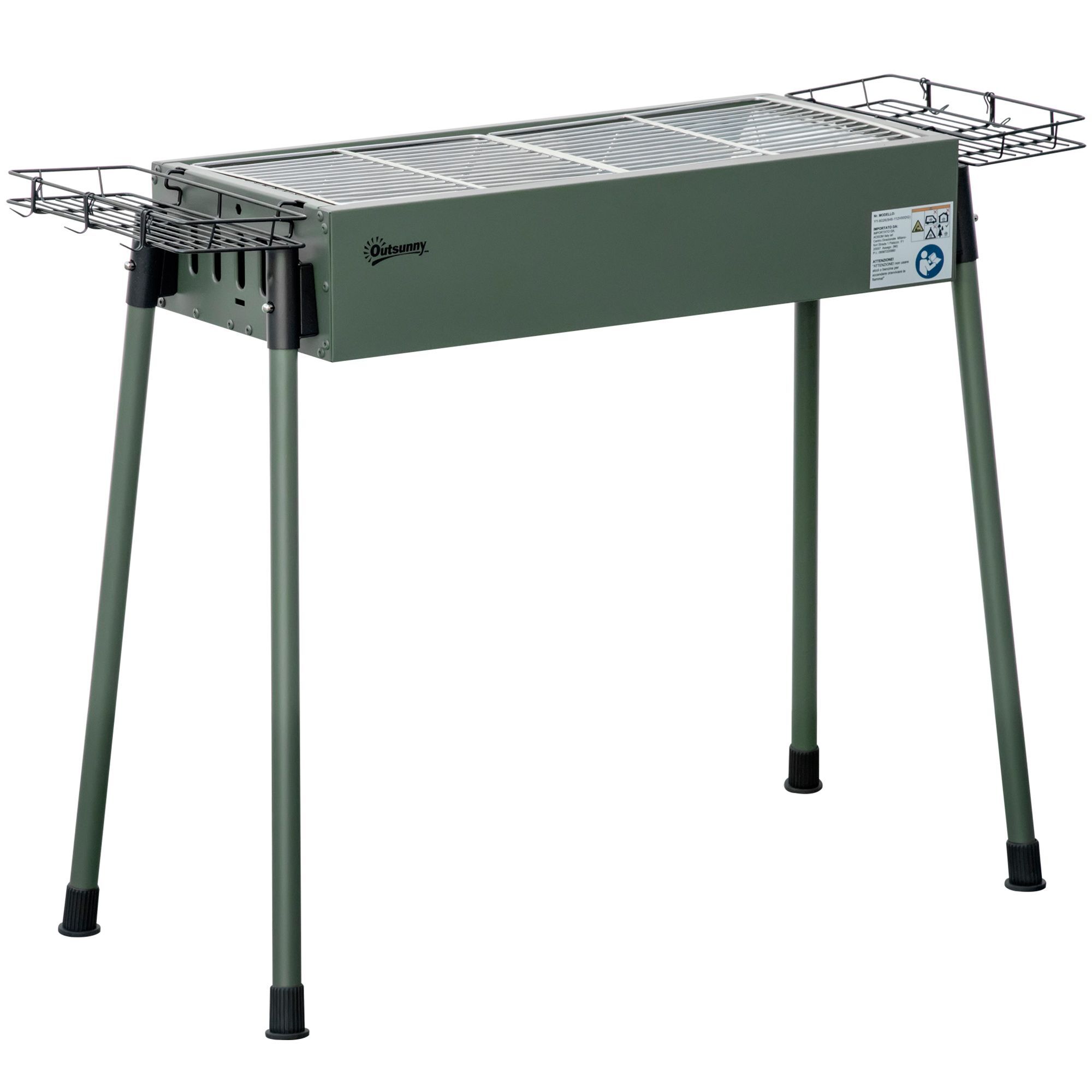 Outsunny Portable Charcoal Barbecue Grill W/ Seasoning Baskets, Hooks, Removable Legs And Multiple Vents