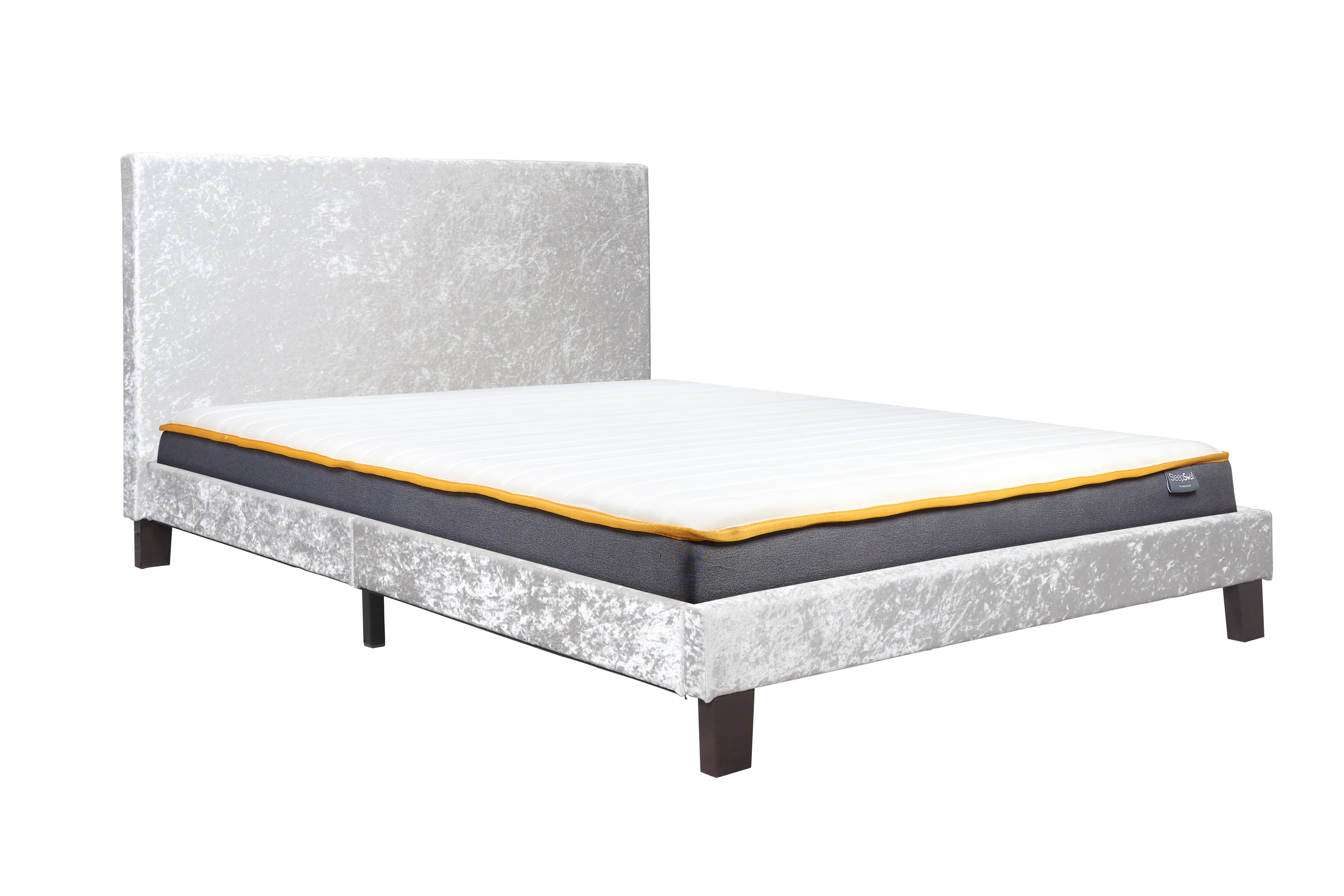Berlin King Bed Steel Crushed Velvet
