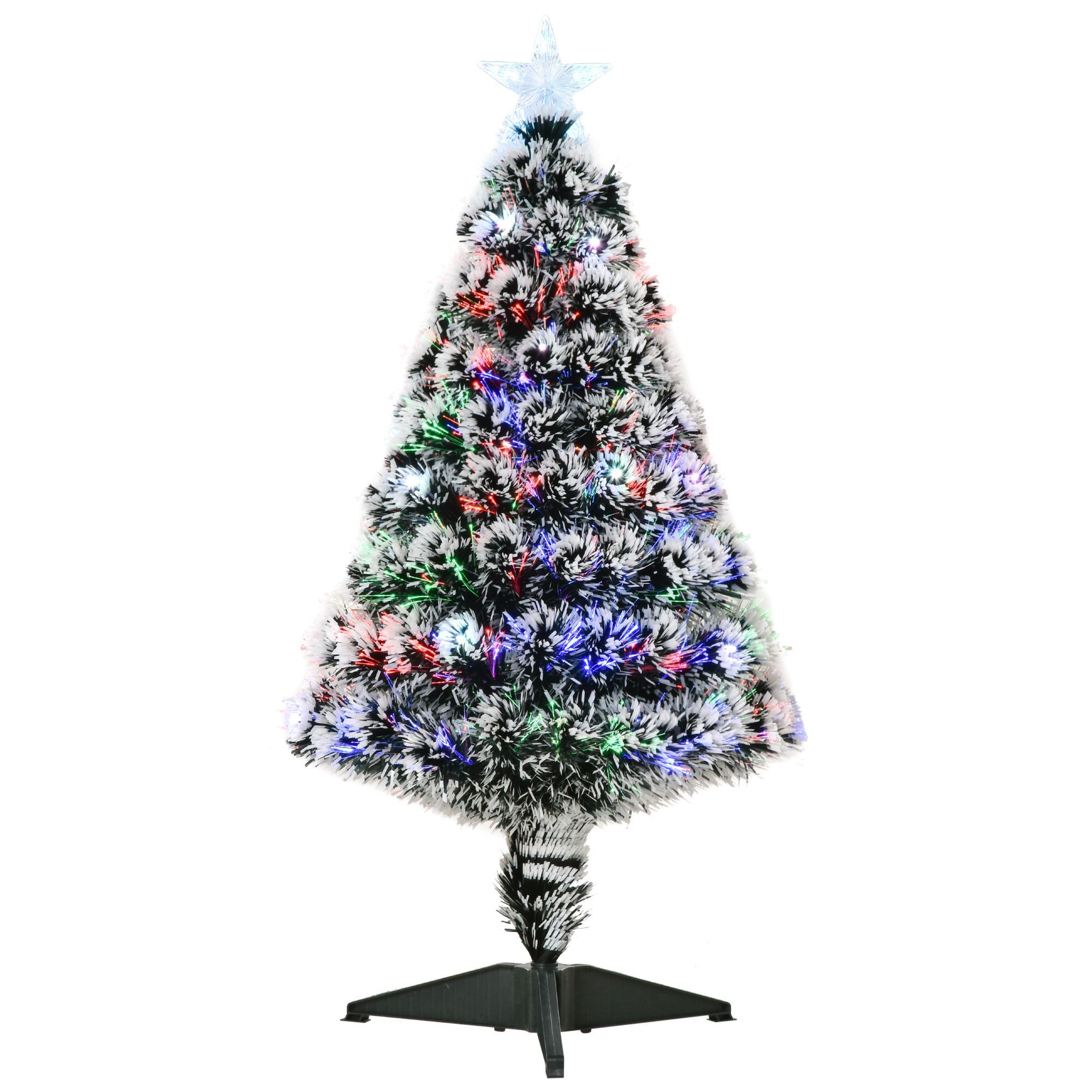 Homcom 3ft 90cm Green/white Artificial Christmas Tree W/ Prelit Led