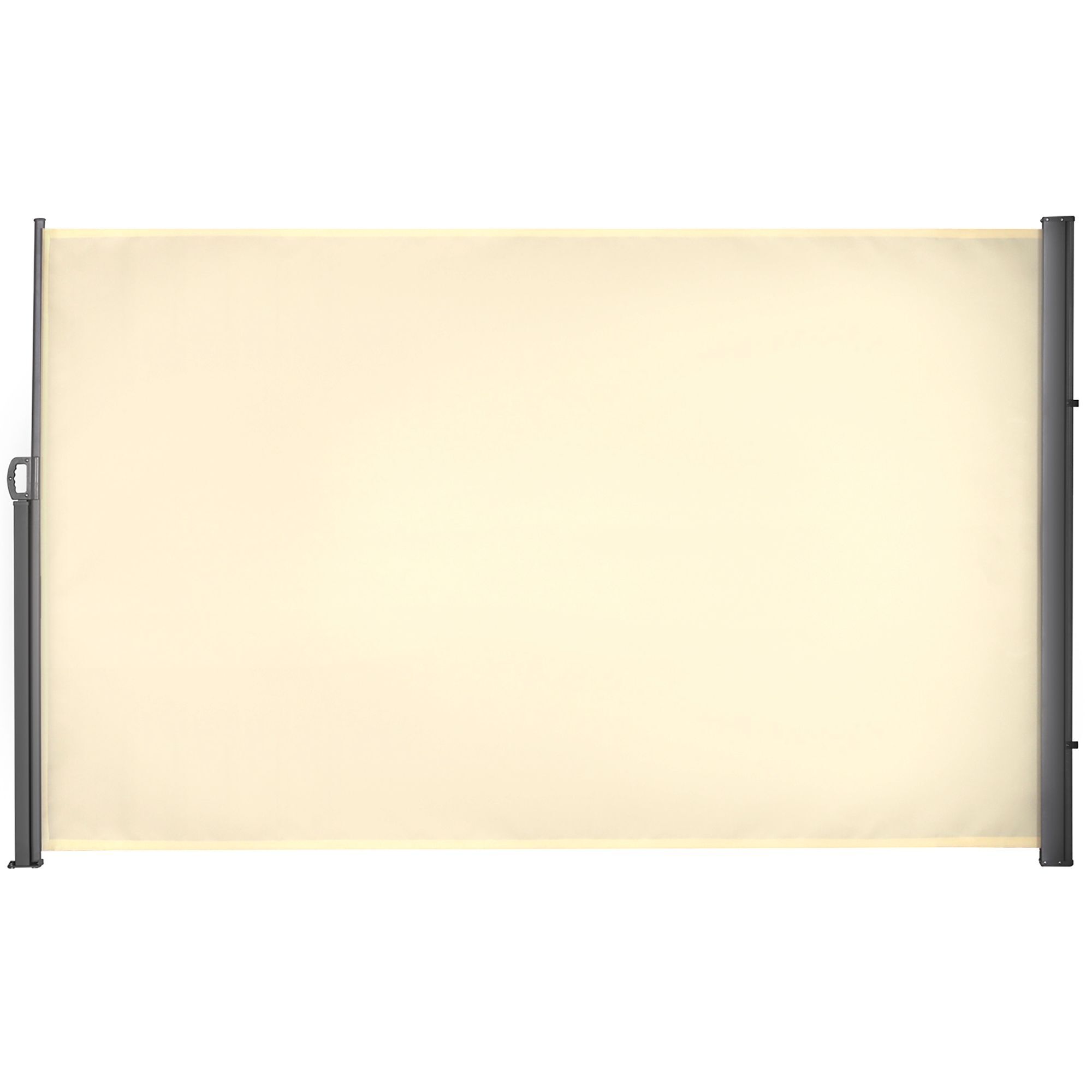 Outsunny Retractable Awning Screen Fence Patio Garden Wall Balcony Screening Panel Outdoor Blind Privacy Divider (3x1.8m, Cream White)