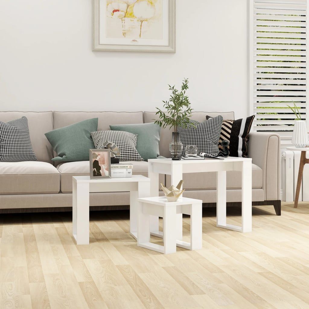 Vidaxl Nesting Tables 3 Pcs White Engineered Wood