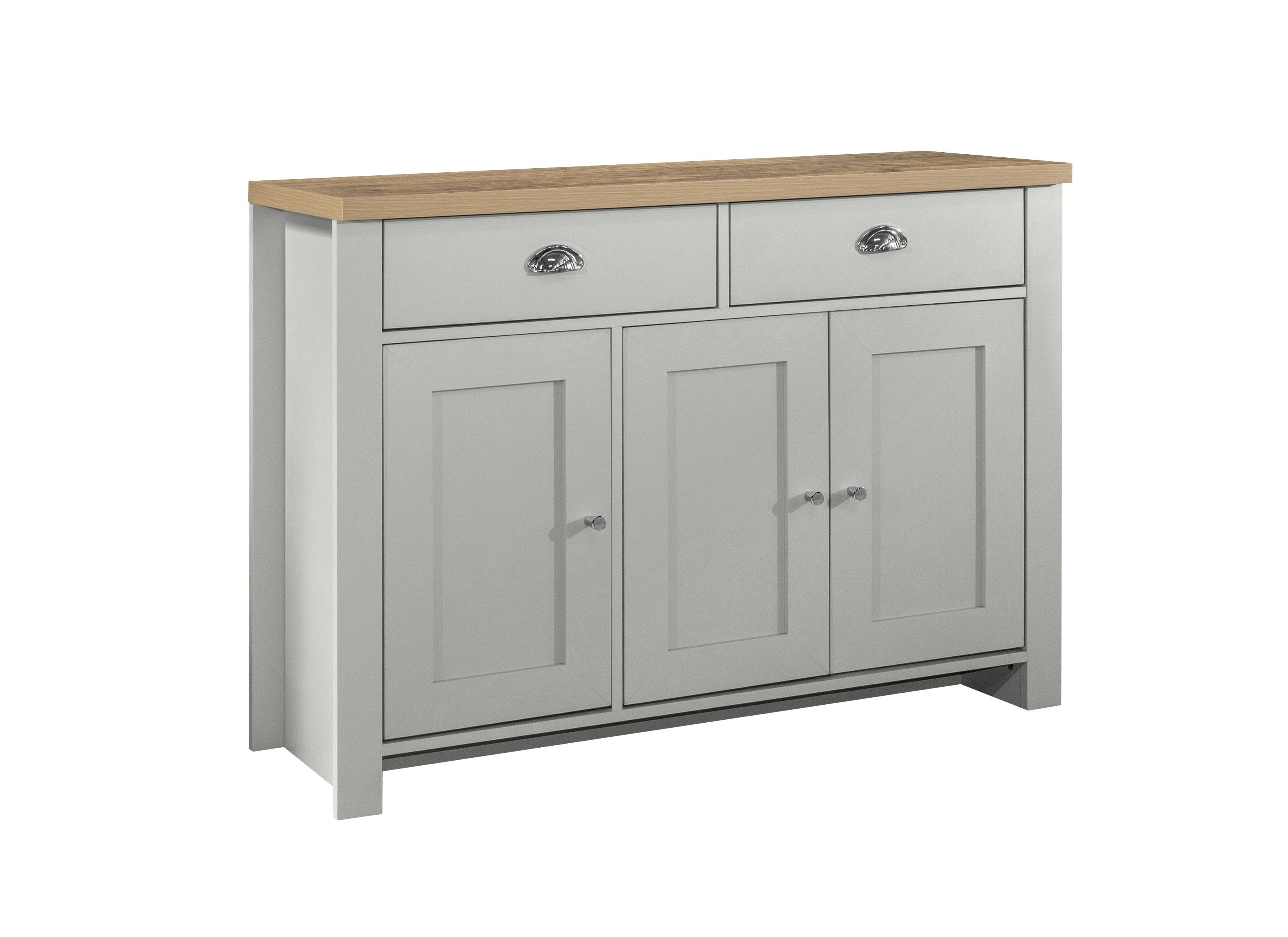 Highgate 3 Door 2 Drawer Sideboard Grey & Oak