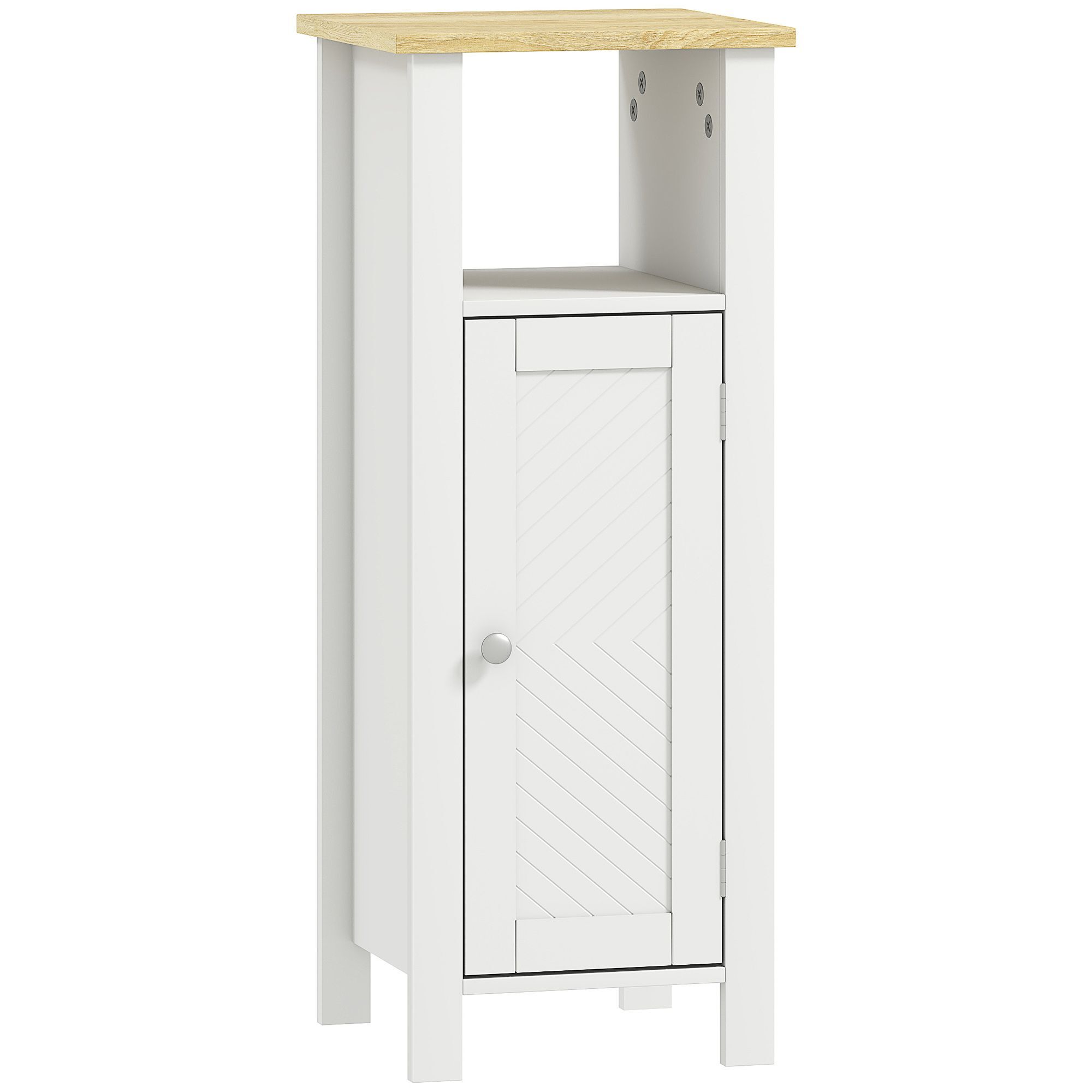 Kleankin Slim Bathroom Storage Unit With Open Shelf, Bathroom Storage Cabinet With Adjustable Shelf, 32 X 30 X 80 Cm, White