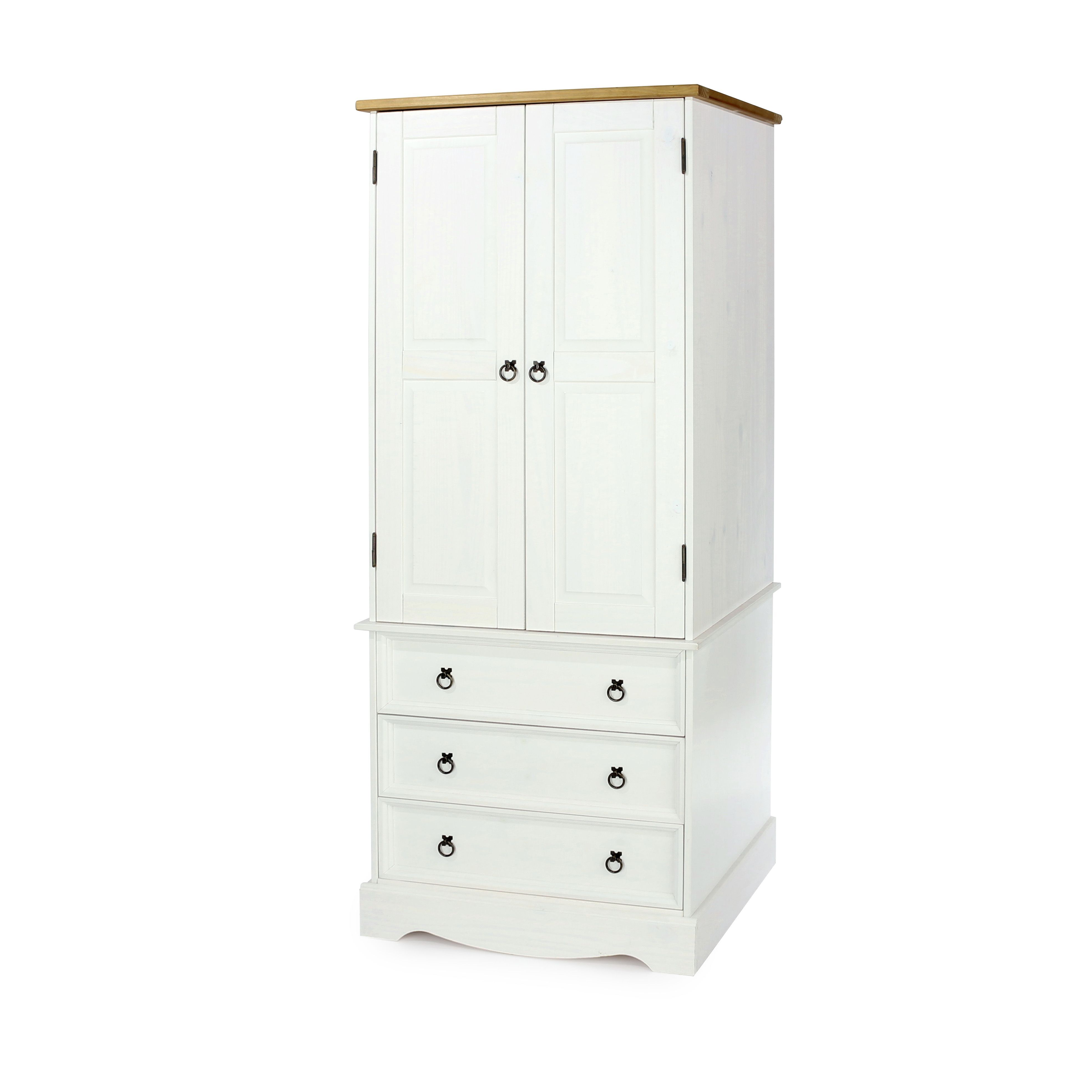 Corona White 2 Door, 3 Drawer Wardrobe