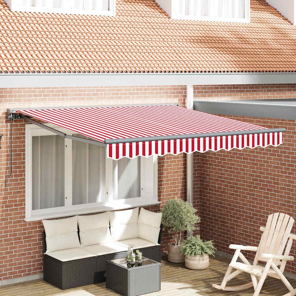 Vidaxl Retractable Awning Manual Red And White Stripe 350x250 Cm