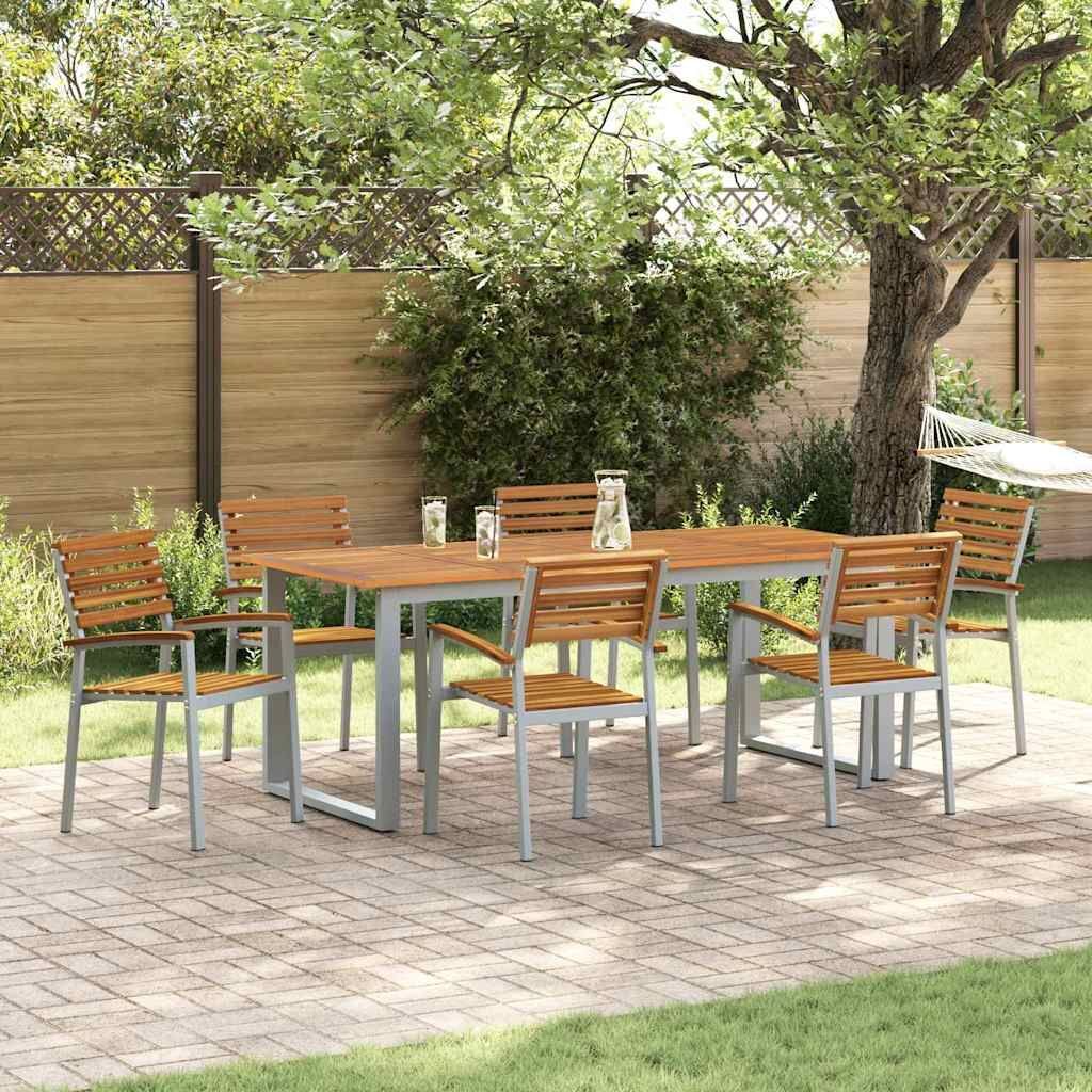 Vidaxl Stackable Garden Chairs 6 Pcs Solid Wood Acacia And Metal