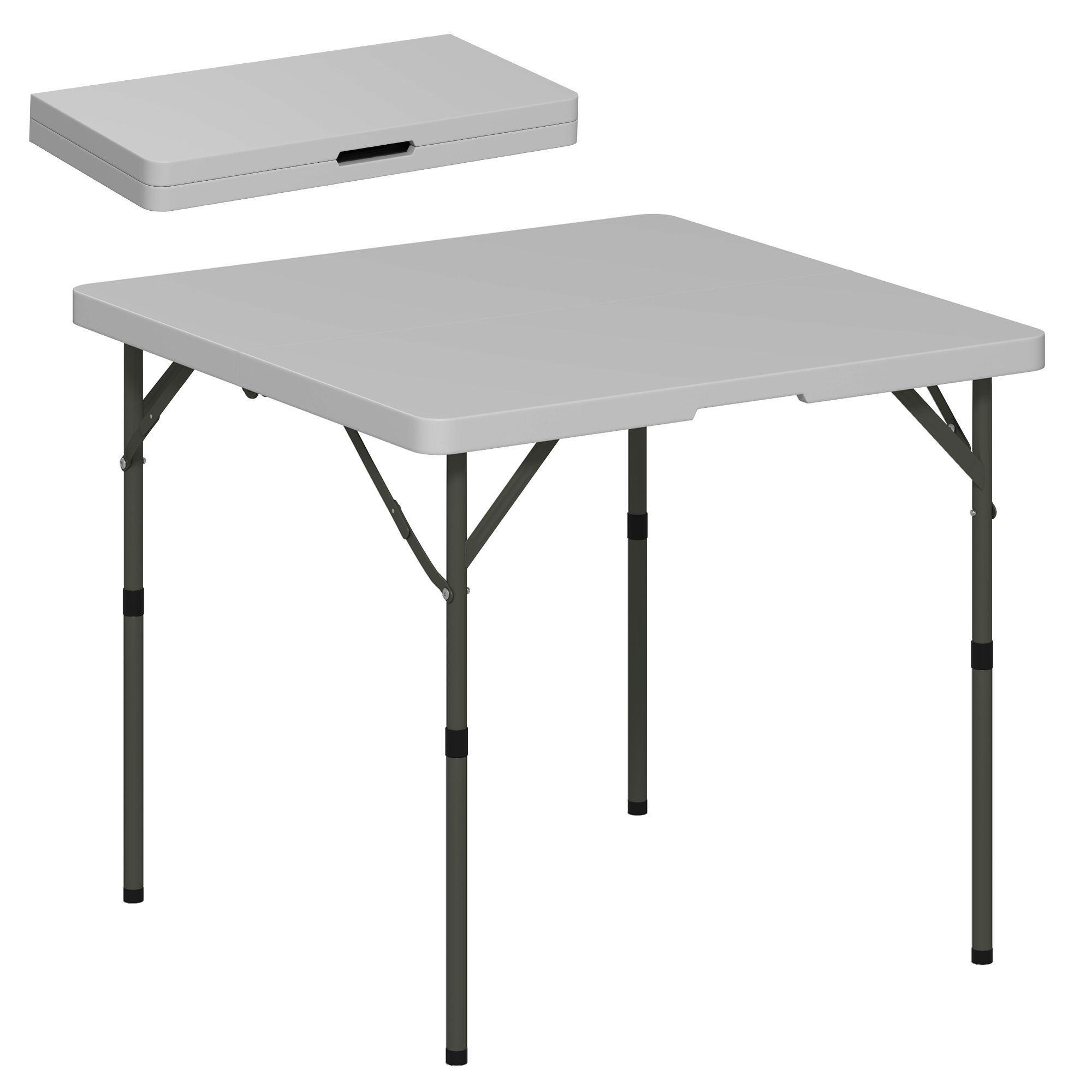 Outsunny 3ft Folding Camping Table, Heavy Duty Picnic Table With 2 Adjustable Height For Indoor Outdoor Garden, Party, Bbq, Dark Grey