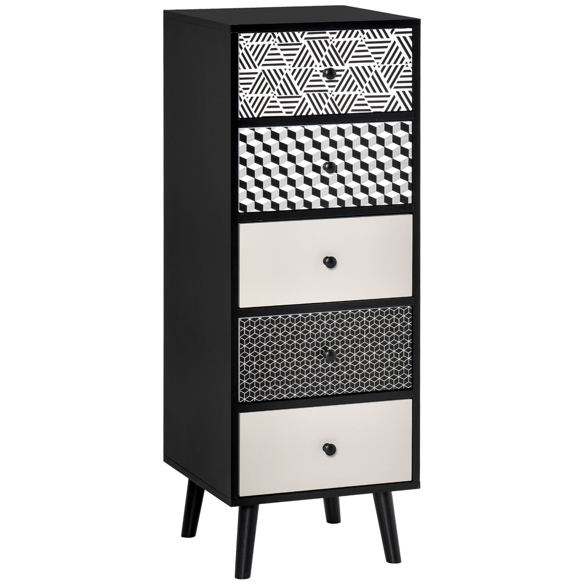 Homcom Chest Of Drawers, 5 Drawer Dresser, Vertical Storage Organizer Unit