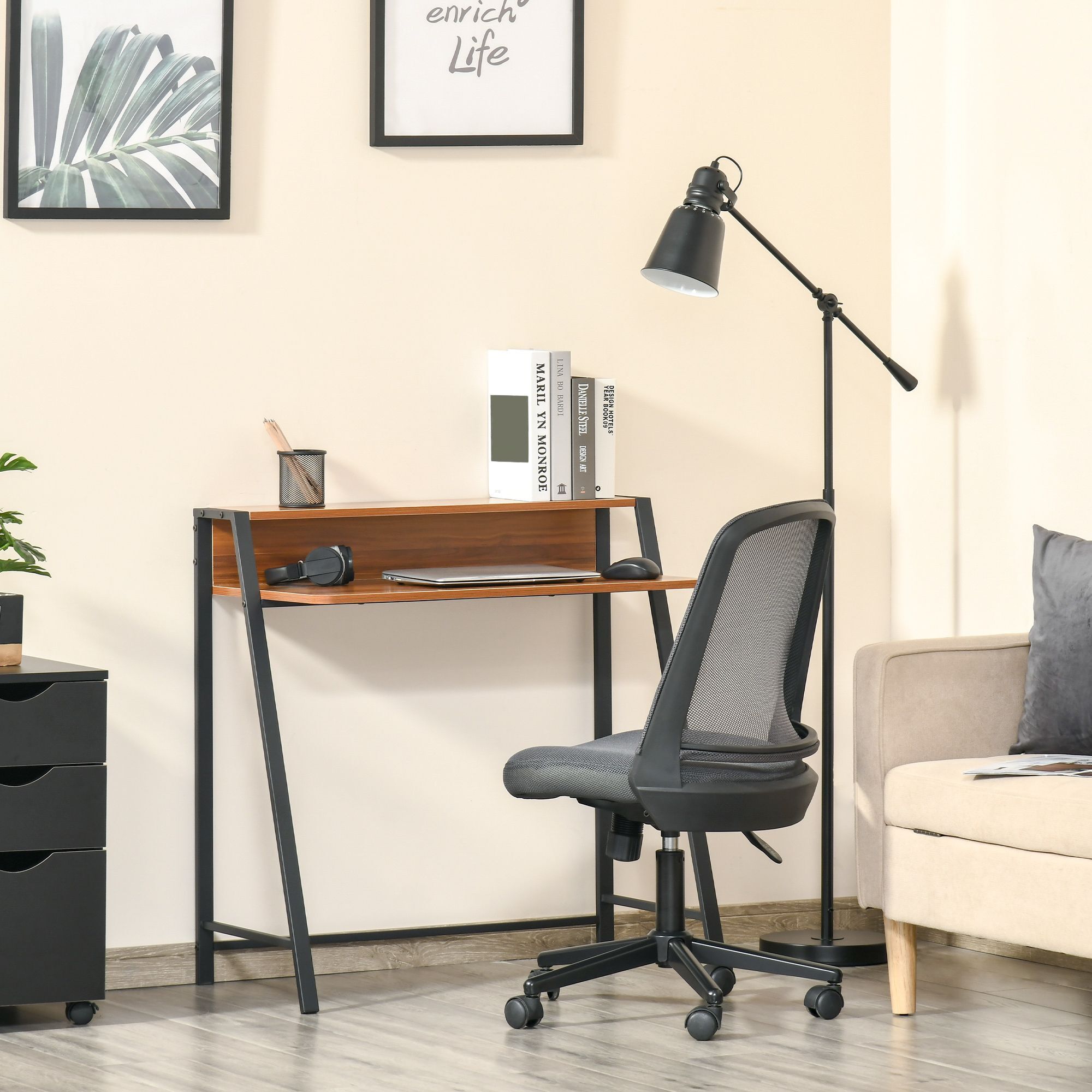 Homcom Two-tier Computer Desk, Home Office Writing Study Table With Storage Shelf, Pc Laptop Desk Gaming Workstation, Walnut