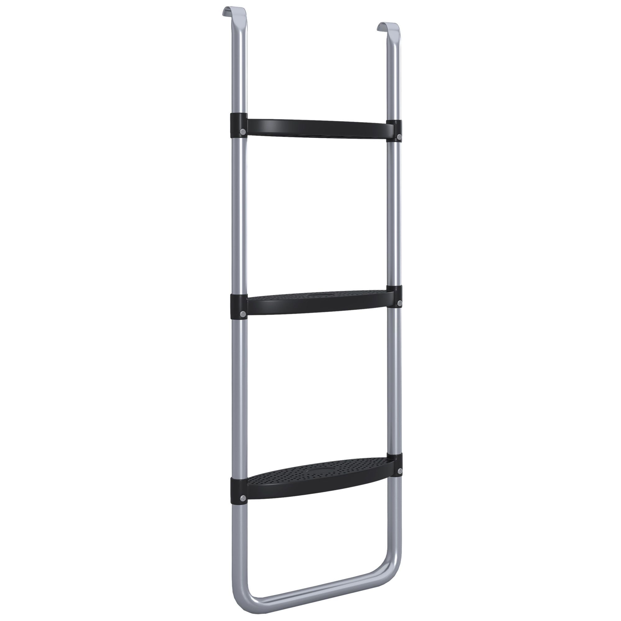 Sportnow Galvanised Steel Trampoline Ladder, 2 Steps/3 Steps Outdoor Trampoline Accessories For 6ft, 8ft, 10ft, 12ft, 13ft, 14ft, 16ft Trampoline, 97l X 32wcm, Silver Tone