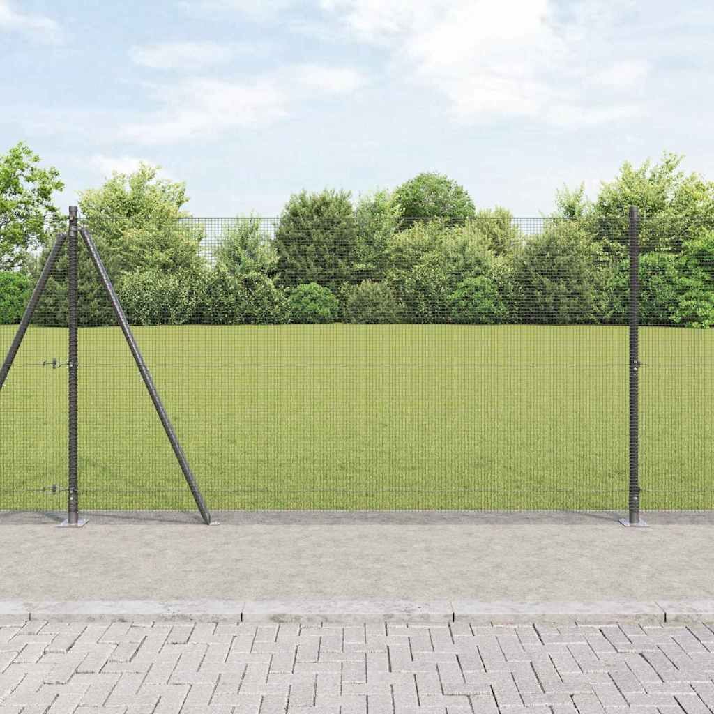 Vidaxl Welded Wire Fence With 13 Flanged Posts Grey 1.2x50 M Steel