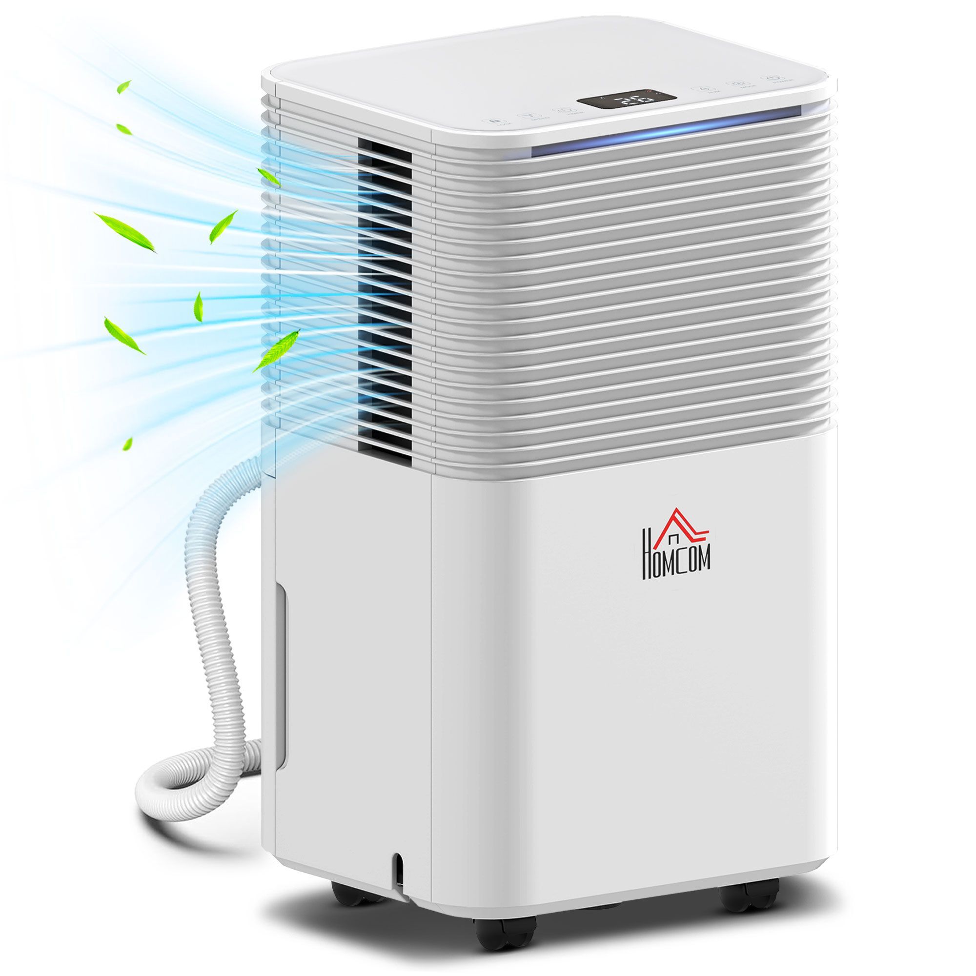 Homcom 10l/day 2000ml Portable Quiet Dehumidifier For Home Laundry Room Bedroom Basement, Electric Moisture Air De-humidifier With 3 Modes