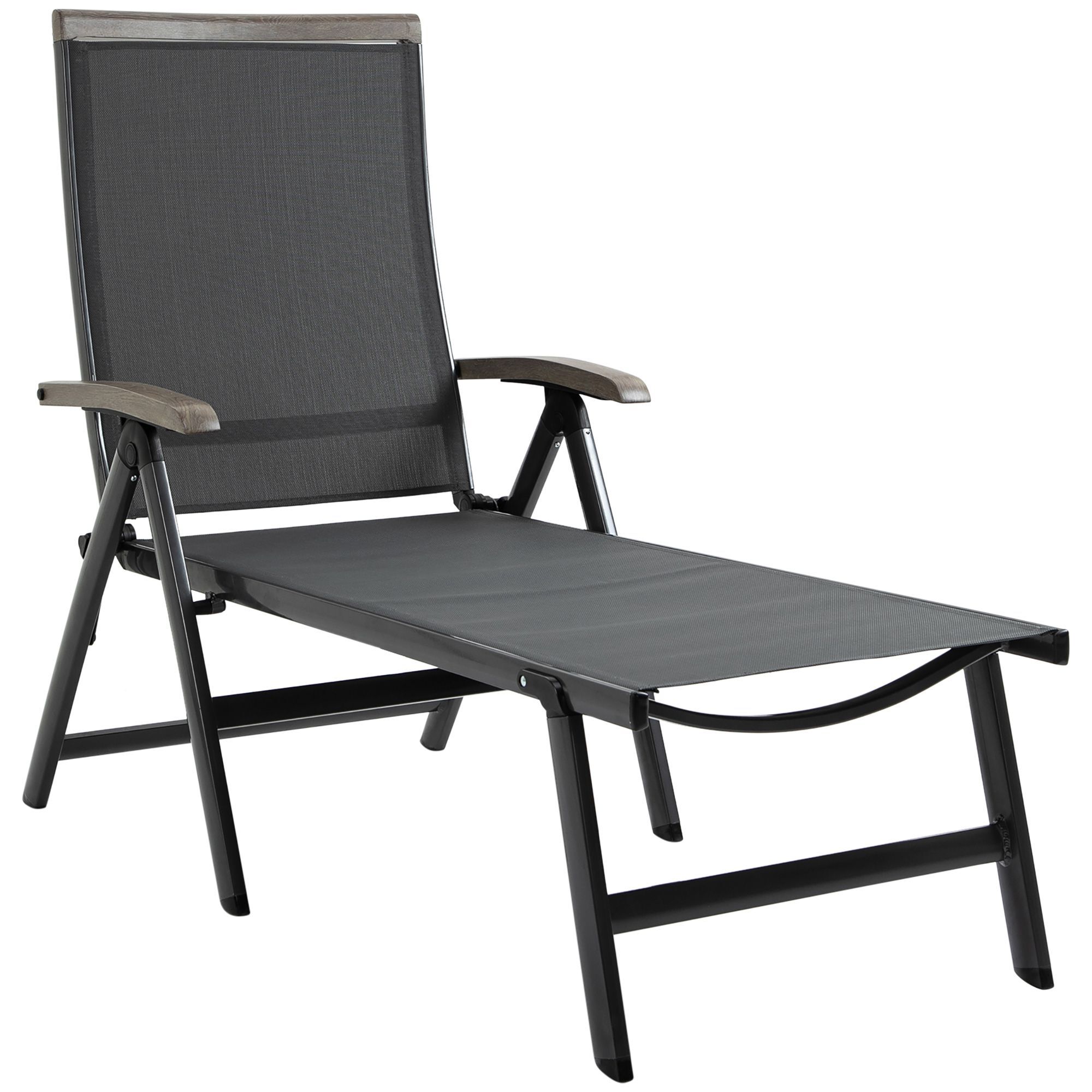 Outsunny Outdoor Folding Sun Lounger, 5-position Adjustable Chaise Lounge Chair With Aluminium Frame, Grey