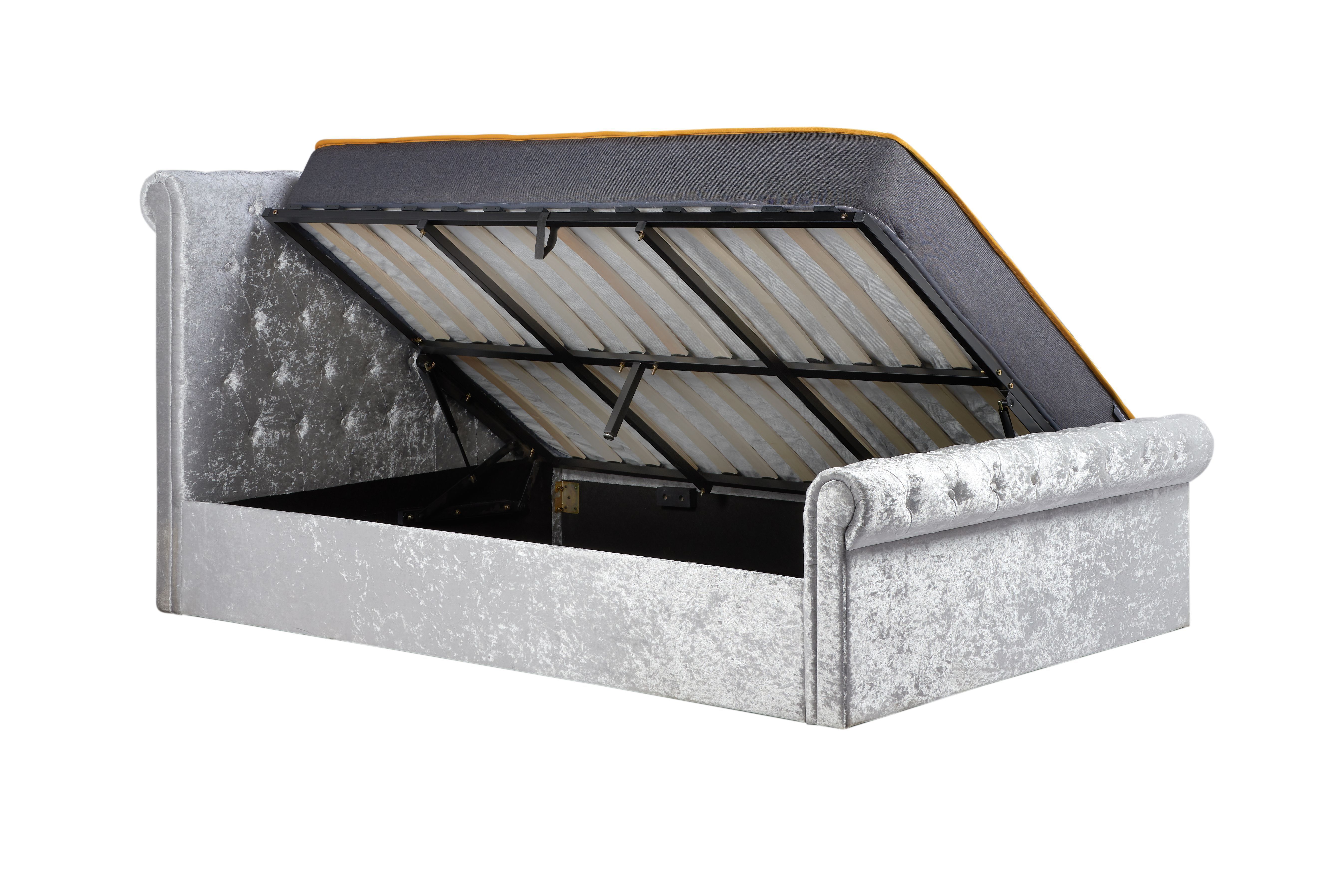 Sienna Double Ottoman Bed Grey