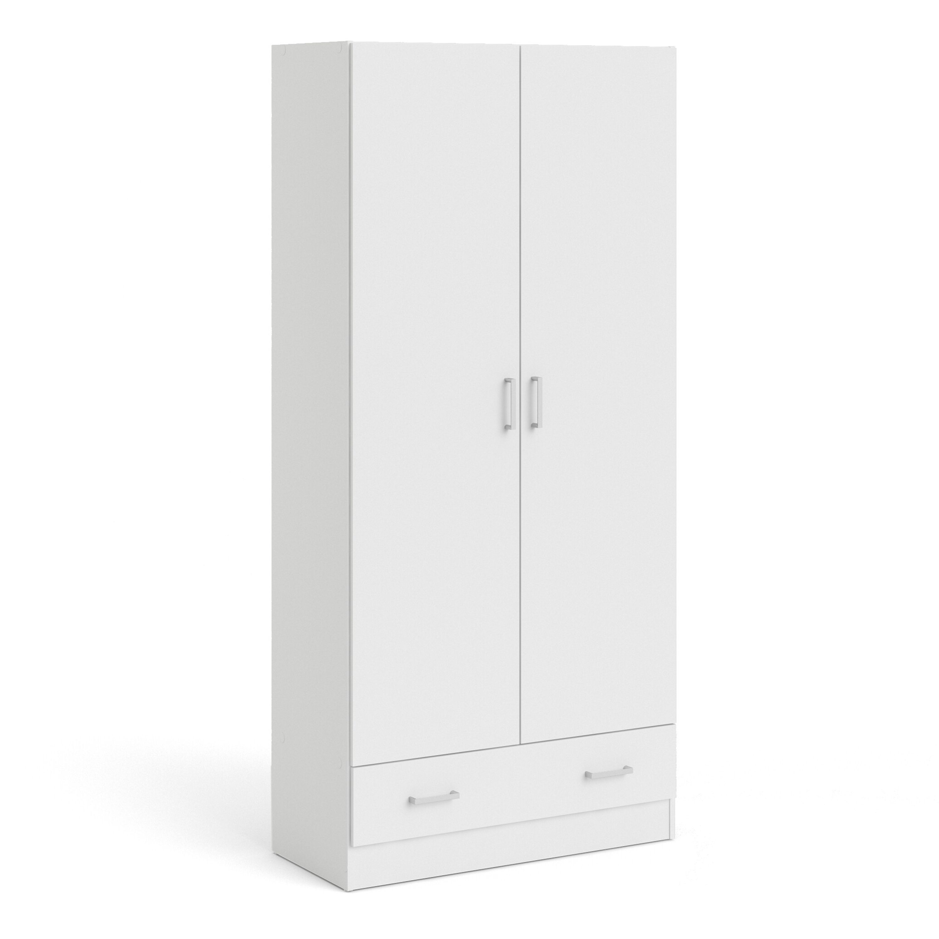 Space Wardrobe With 2 Doors + 1 Drawer In White 1750