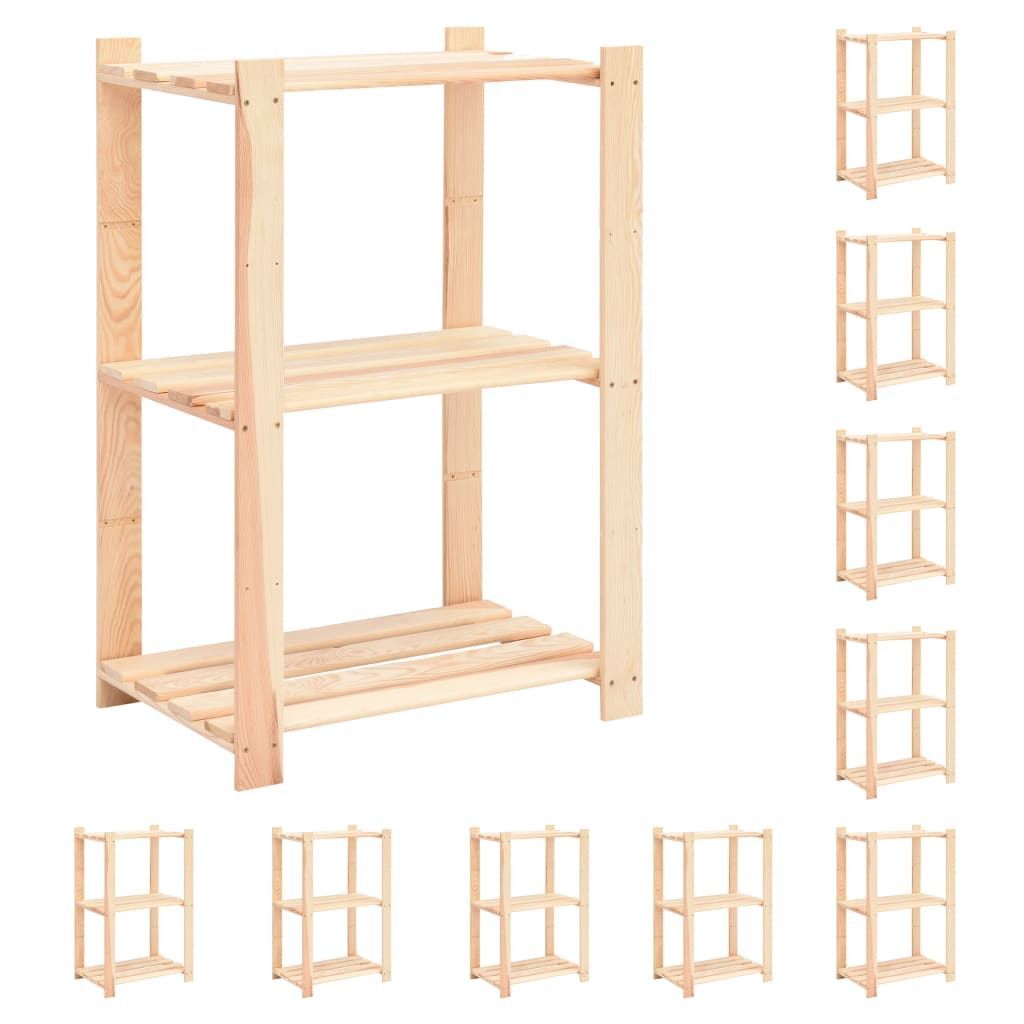 Vidaxl 3-tier Storage Racks 10 Pcs 60x38x90 Cm Solid Pinewood 150 Kg