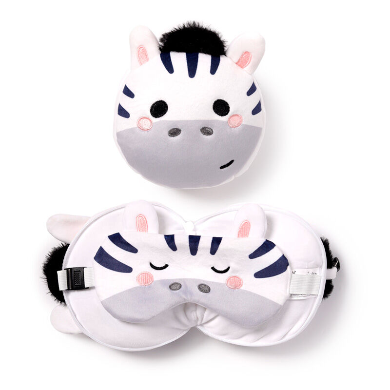 Relaxeazzz Travel Pillow & Eye Mask - Adoramals Bali The Zebra