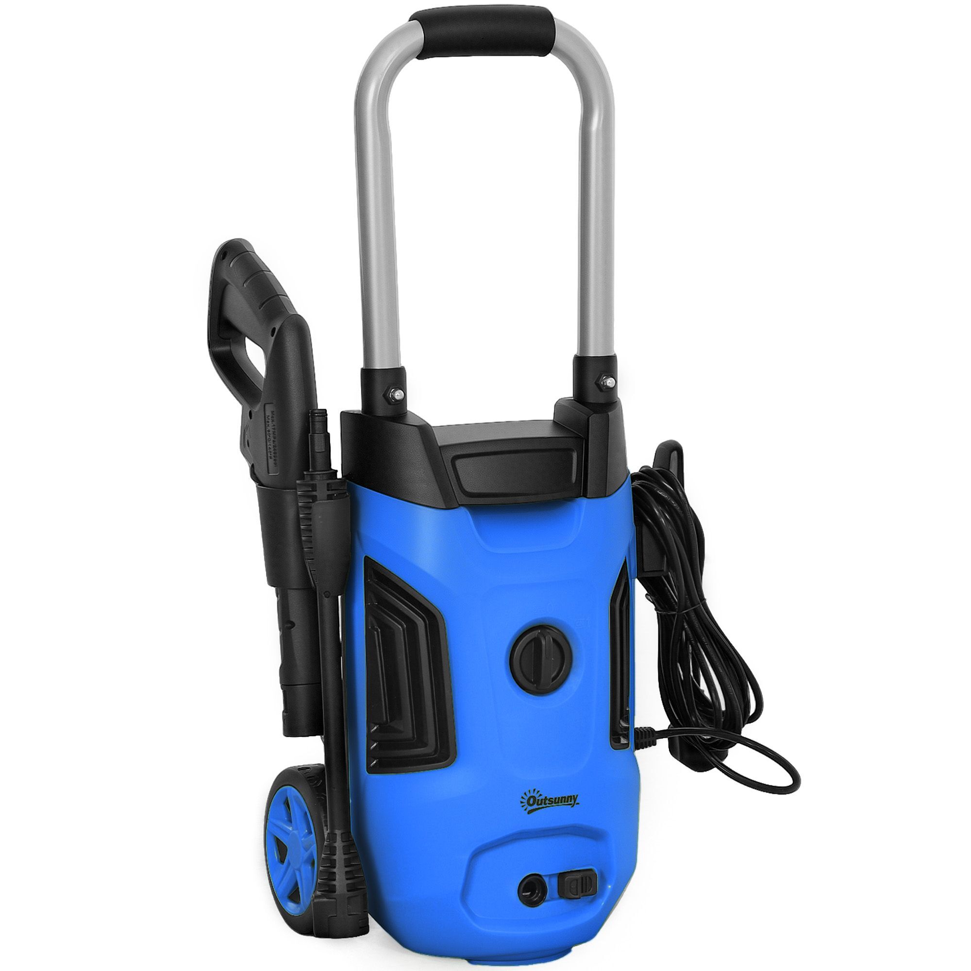Outsunny 1800w High Pressure Washer, 150 Bar Pressure, 420 L/h Flow, Portable Electric Power Washer Jet Wash Cleaner With Adjustable Nozzle, 6m Hose, Steel Handle For Home Patio Car Driveway, Blue