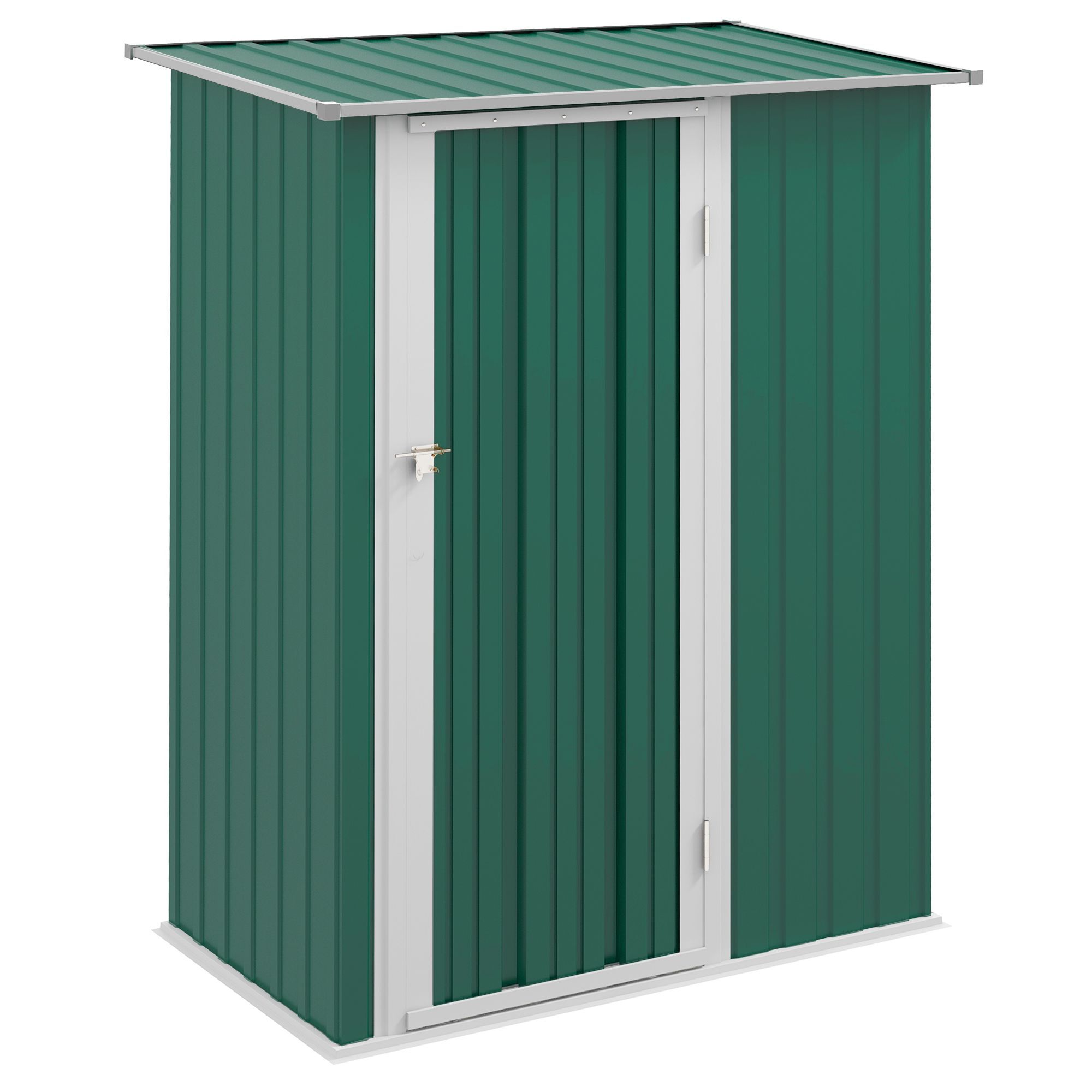 Outsunny 4.7ft X 2.8ft Garden Shed Steel Storage Shed Outdoor Equipment Tool Sloped Roof Door W/ Latch Weather-resistant Paint Green