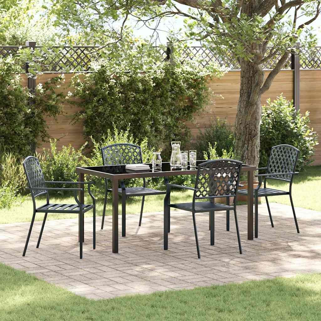 Vidaxl 5 Piece Garden Dining Set Anthracite Steel