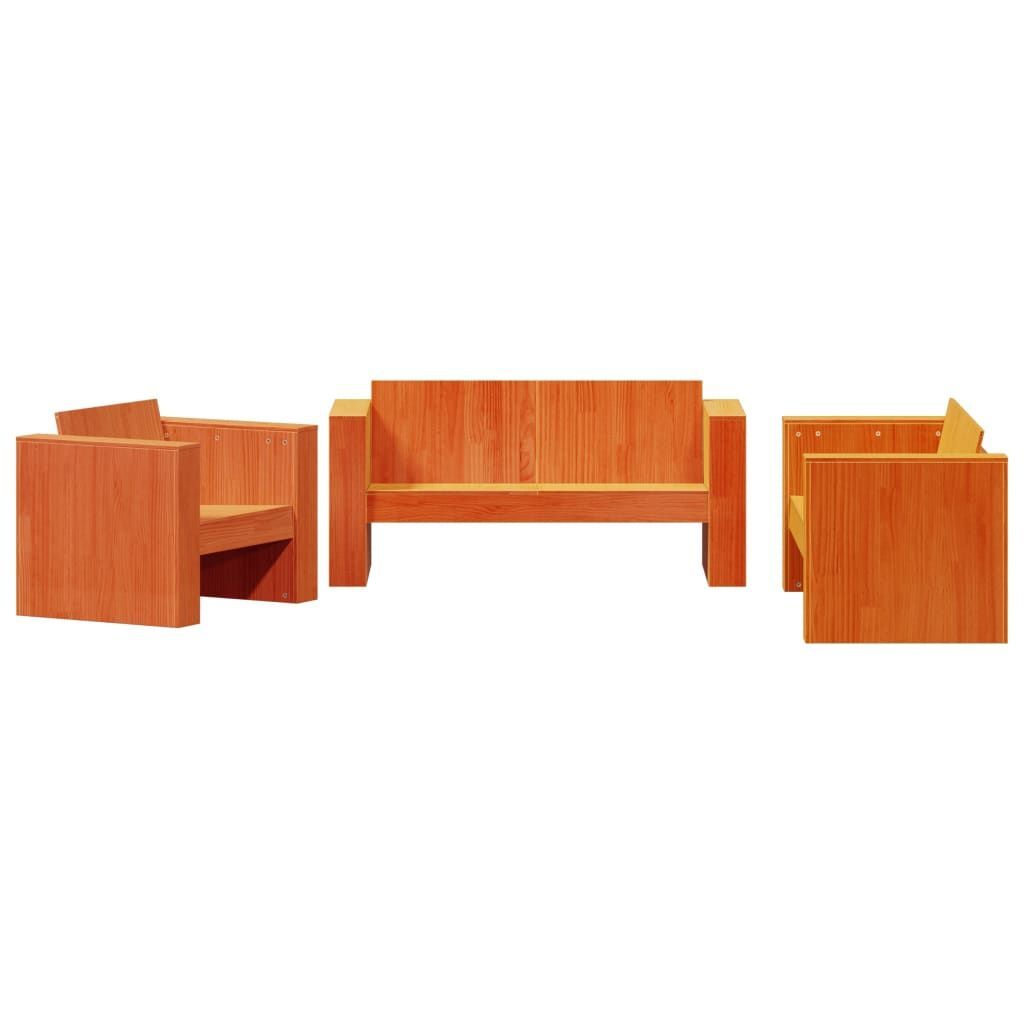 Vidaxl 2 Piece Garden Lounge Set Wax Brown Solid Wood Pine