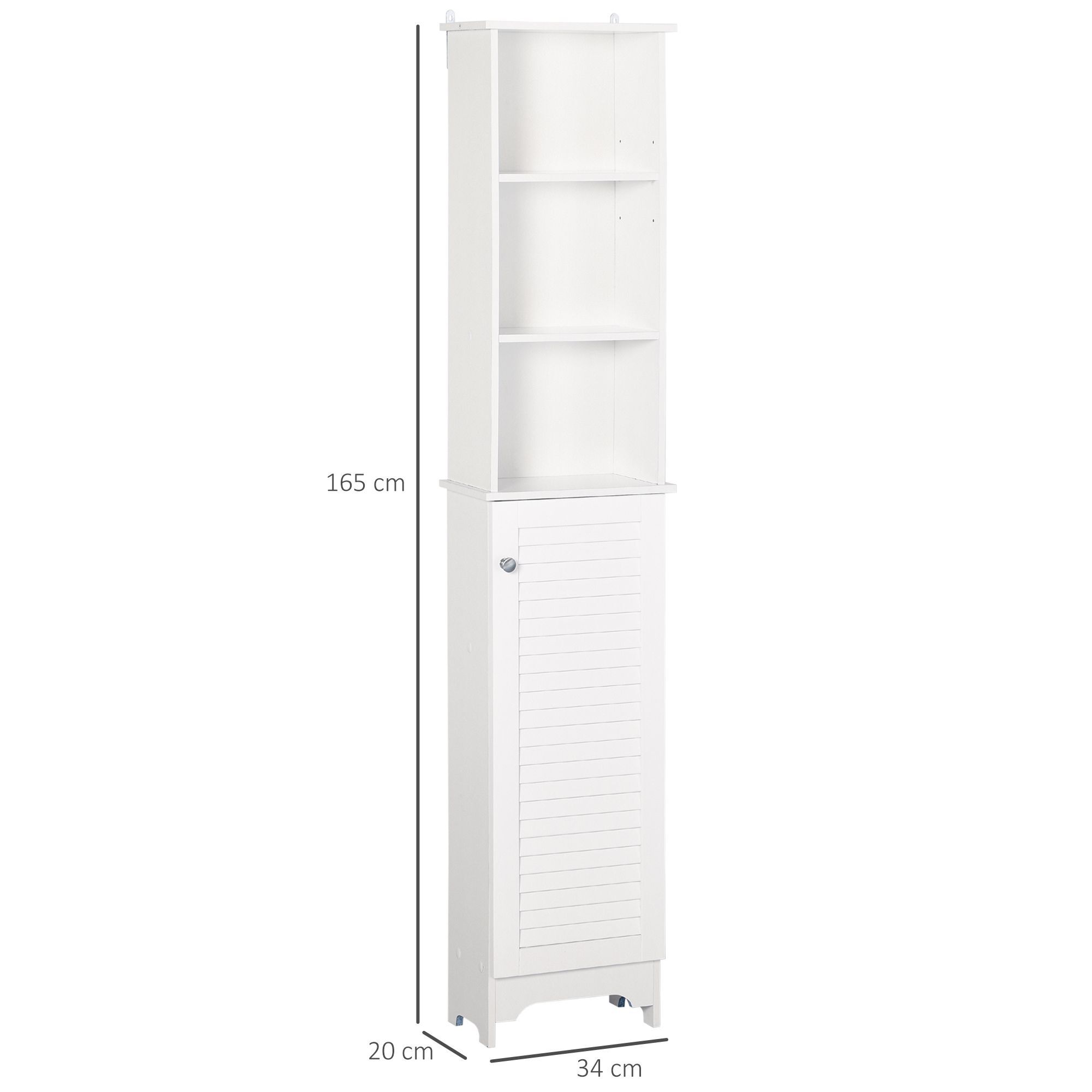 Homcom Freestanding Tallboy Bathroom Storage Cabinet W/ 6 Shelves Cupboard Tower Organisation Home Bathroom Furniture White