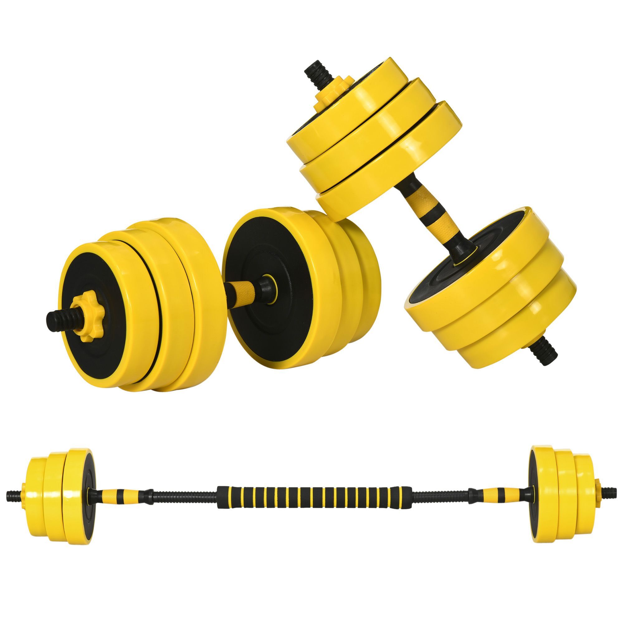 Homcom 30kg Dumbbell & Barbell Adjustable Set Plate Bar Clamp Rod Home Gym Sports Area Exercise Ergonomic