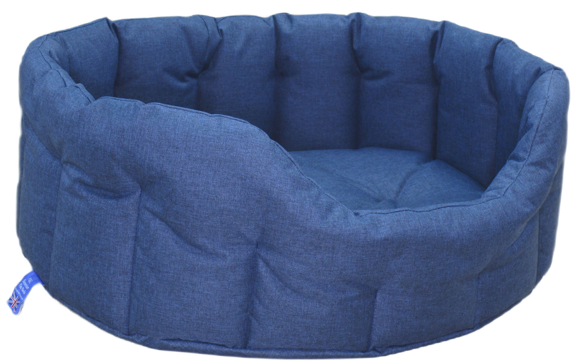 P&l Country Dog Heavy Duty Oval Waterproof Navy Blue Softee Beds Size Large Internal L76cm X W64cm X H24cm