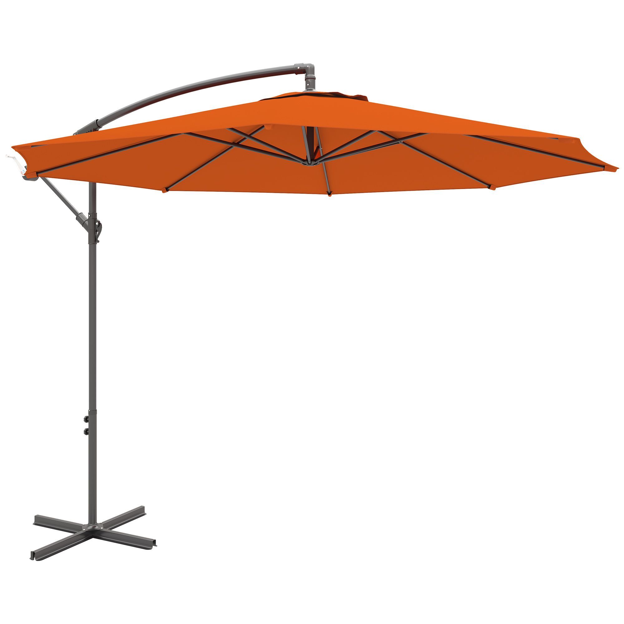 Outsunny 2.45m Overhanging Cantilever Parasol, With Cross Base - Orange