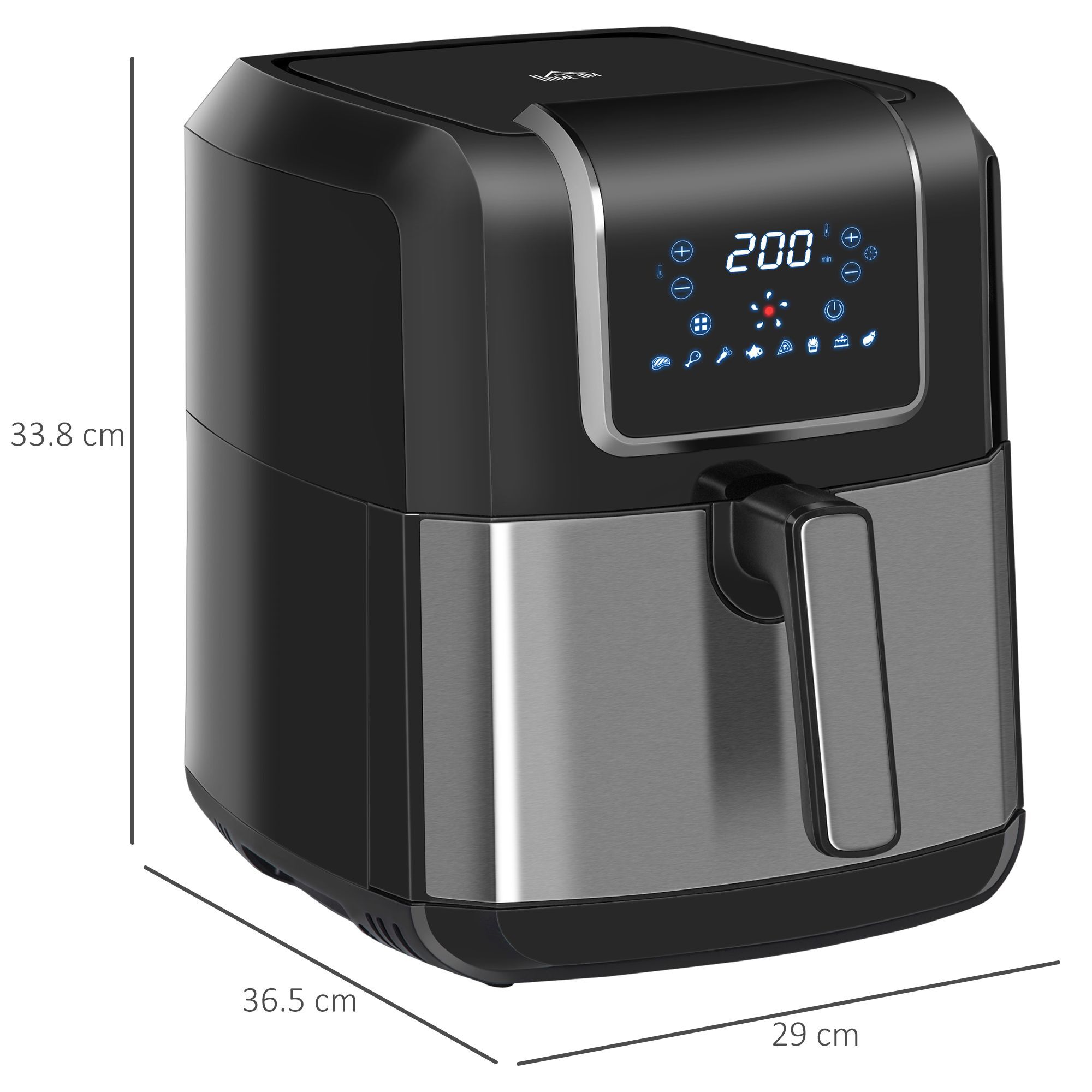 Homcom Air Fryers, 1700w 6.5l Air Fryers Oven With Digital Display, Rapid Air Circulation, Adjustable Temperature, Timer And Nonstick Basket Black