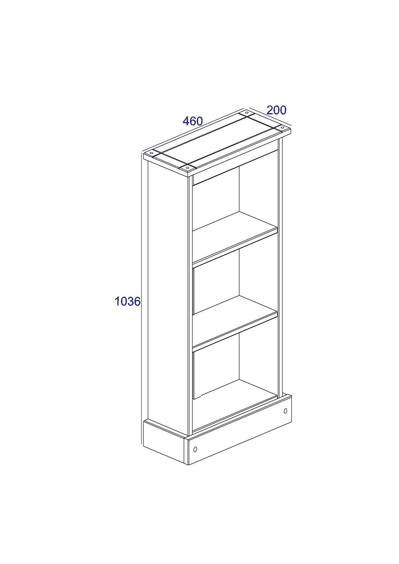 Corona Low Narrow Bookcase