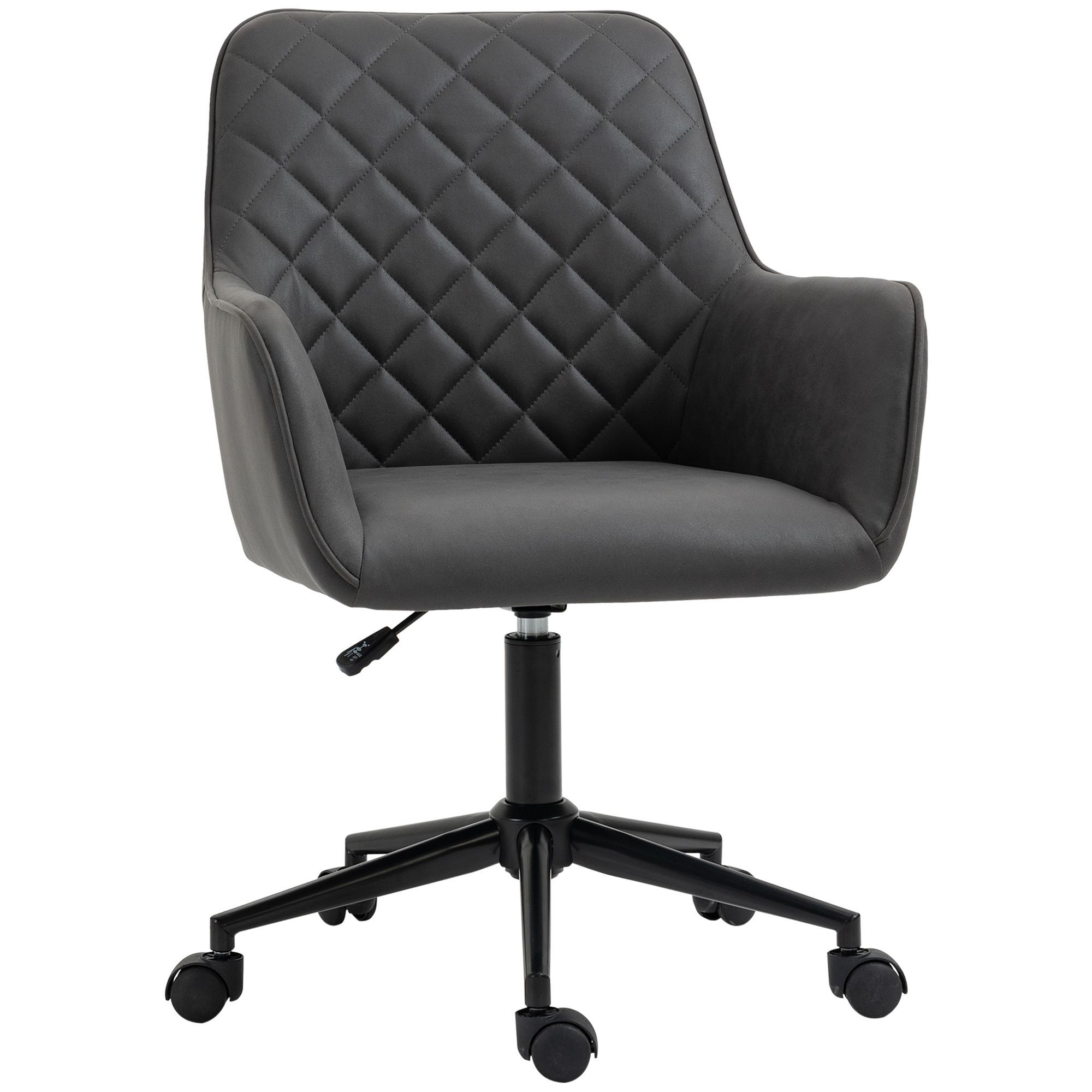Vinsetto Swivel Office Chair Leather-feel Fabric Home Study Leisure With Wheels, Grey