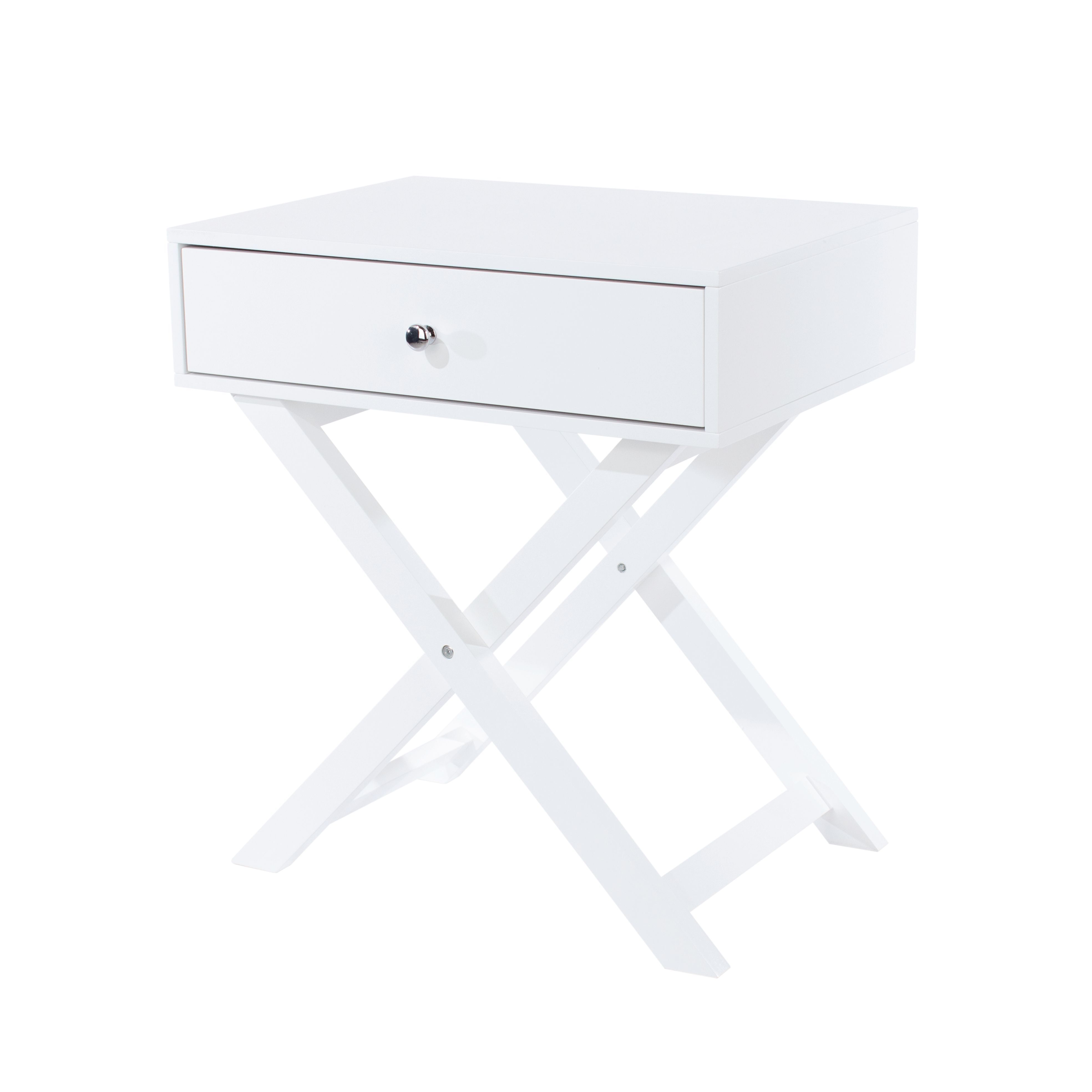 Painted White X Leg 1 Drawer Petite Bedside Cabinet