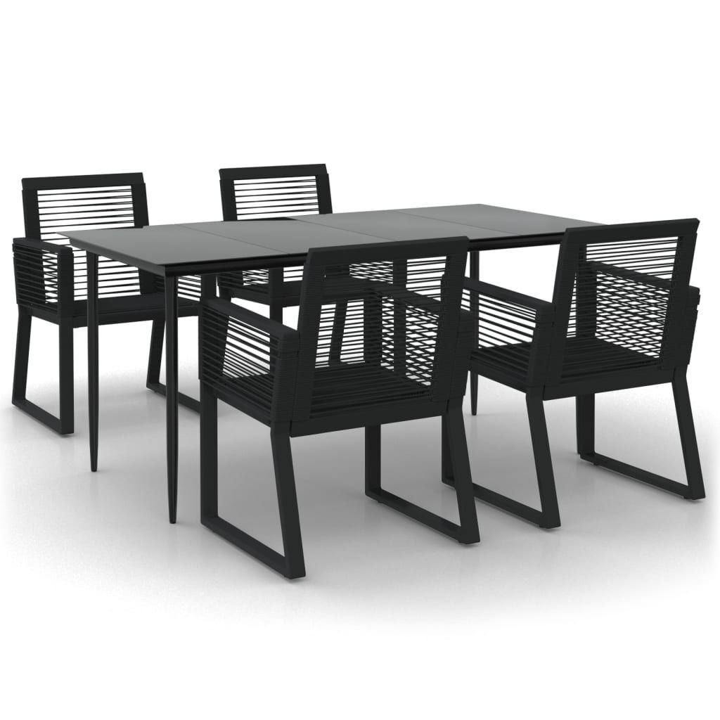 Vidaxl 5 Piece Garden Dining Set Black Pvc Rattan