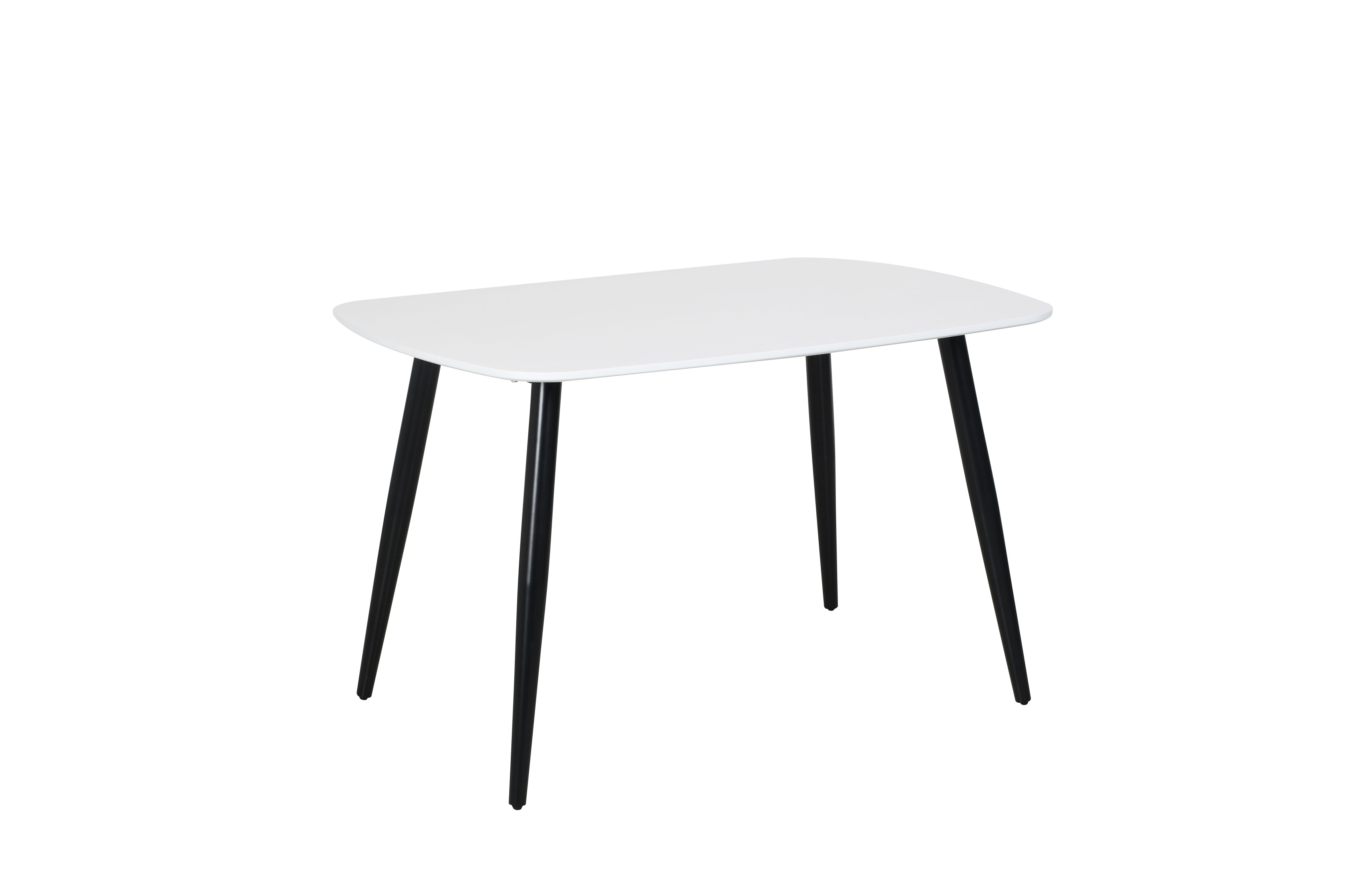 Aspen Rectangular Dining Table, White Painted Top With Black Tapered Legs