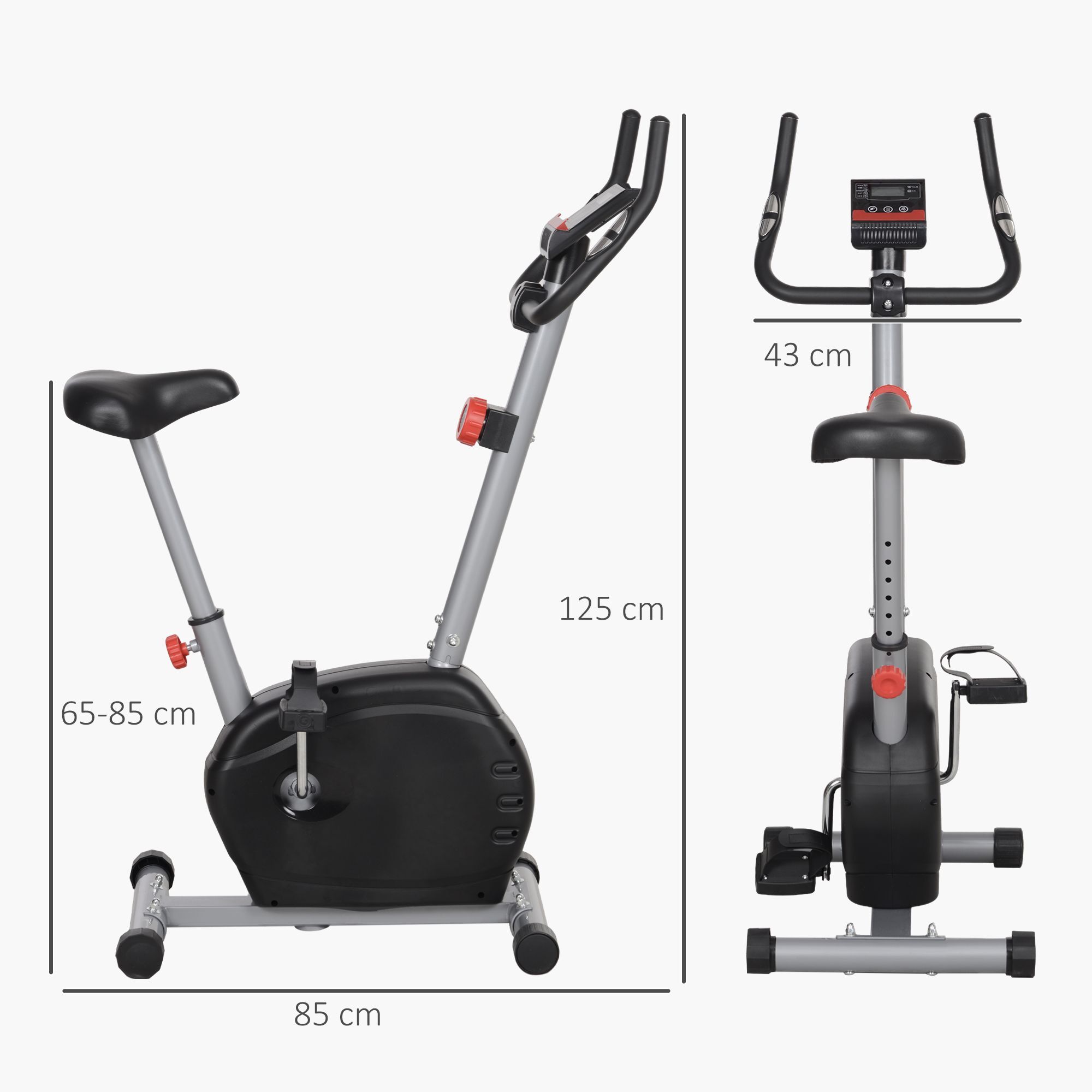 Sportnow Quiet Exercise Bike Stationary Bike With 8-level Magnetic Resistance, Heart-rate Sensor And Wheels, Grey