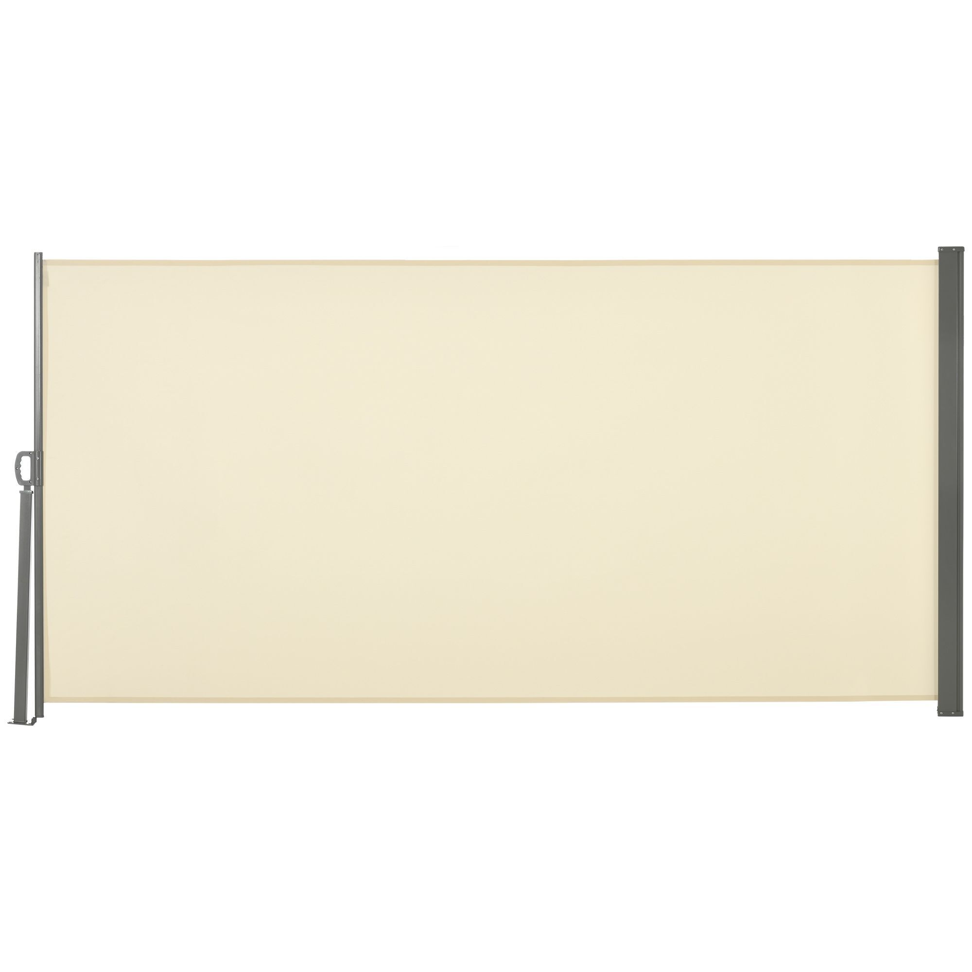 Outsunny Retractable Sun Side Awning Screen Fence Patio Garden Wall Balcony Screening Panel Outdoor Blind Privacy Divider (3x1.6m, Cream White)