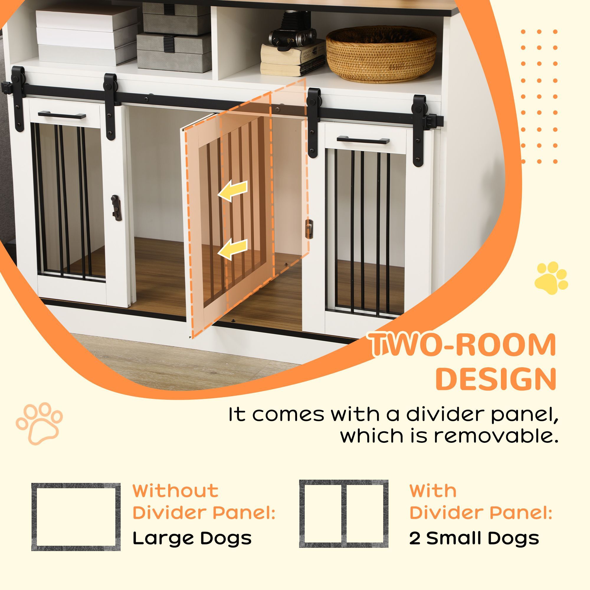 PawHut Dog Crate For Large Dogs, Double Dog Cage For Small Dogs, Oak Tone