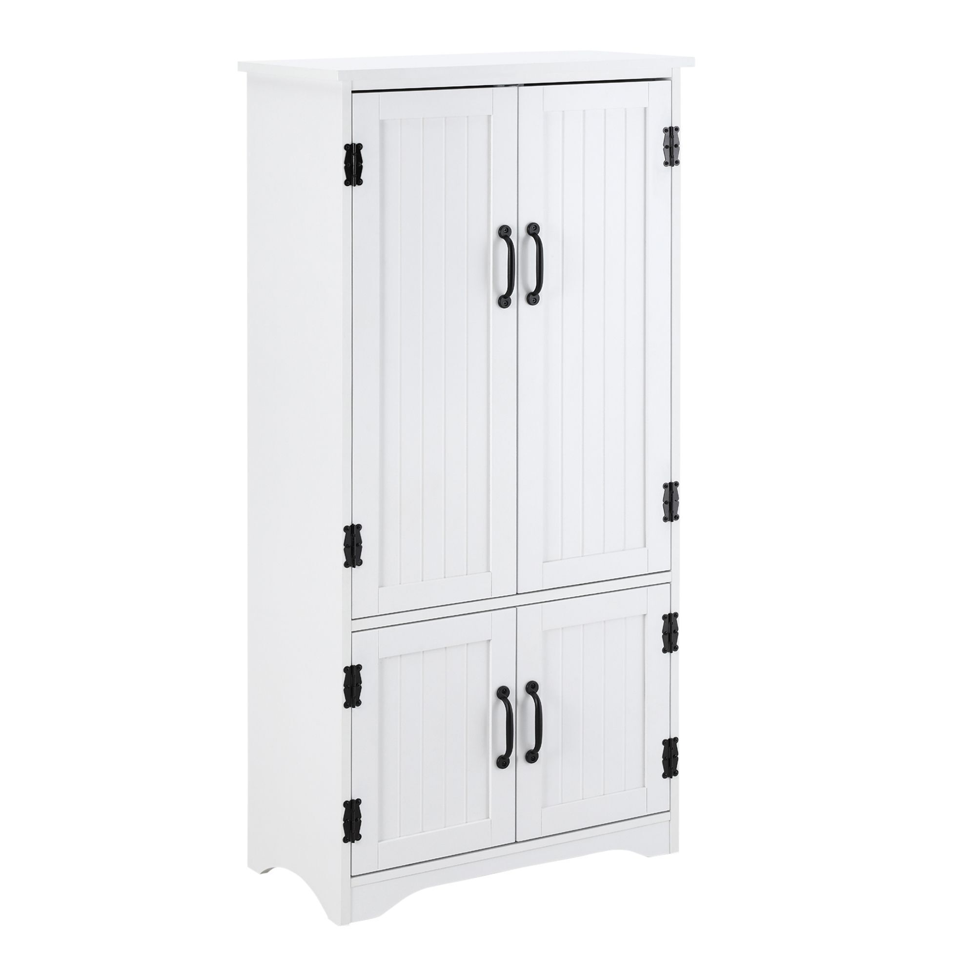 Homcom Accent Floor Storage Cabinet Kitchen Pantry With Adjustable Shelves And 2 Lower Doors, White