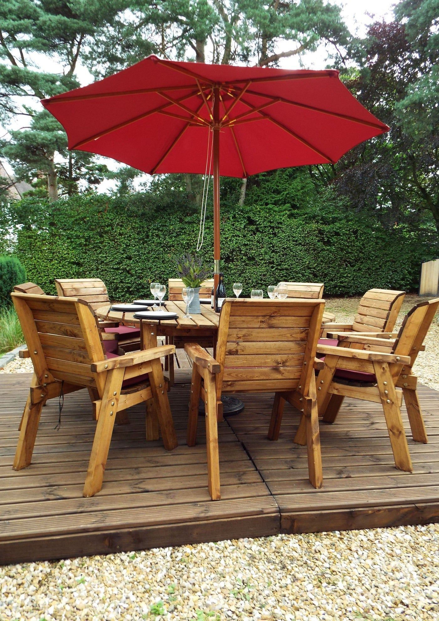 Eight Seater Circular Table Set - Burgundy