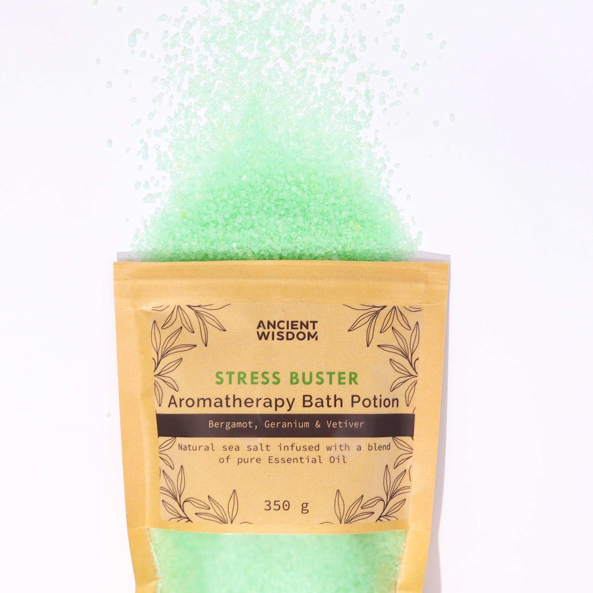 Aromatherapy Bath Potion In Kraft Bag 350g - Stress Buster