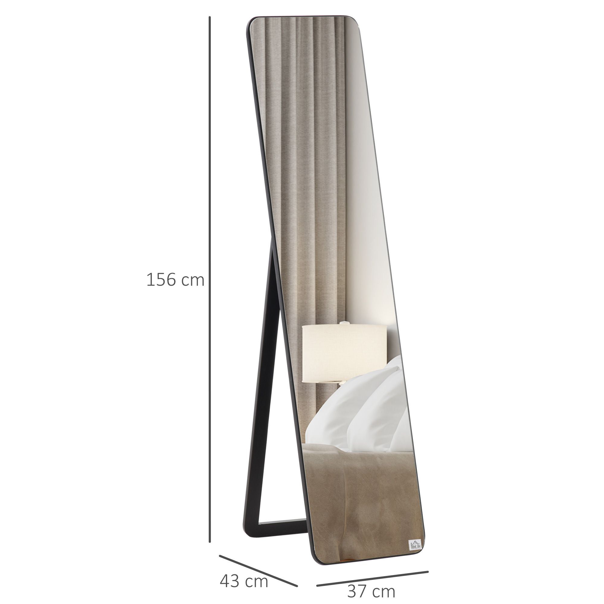 Homcom Full Length Mirror, Free Standing Or Wall Hanging, Tall Full Body Mirror, Black