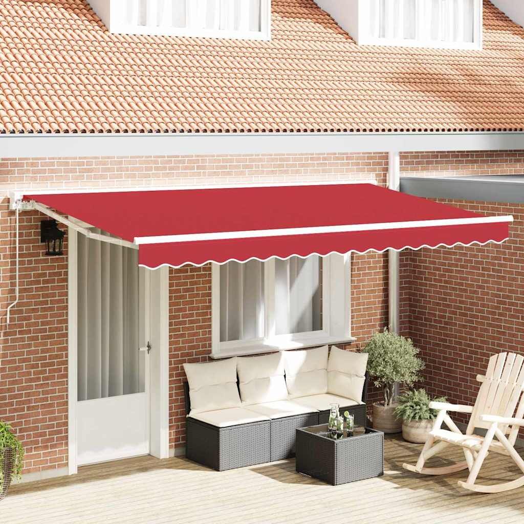 Vidaxl Retractable Awning Manual Red 400x200 Cm Fabric And Polyester