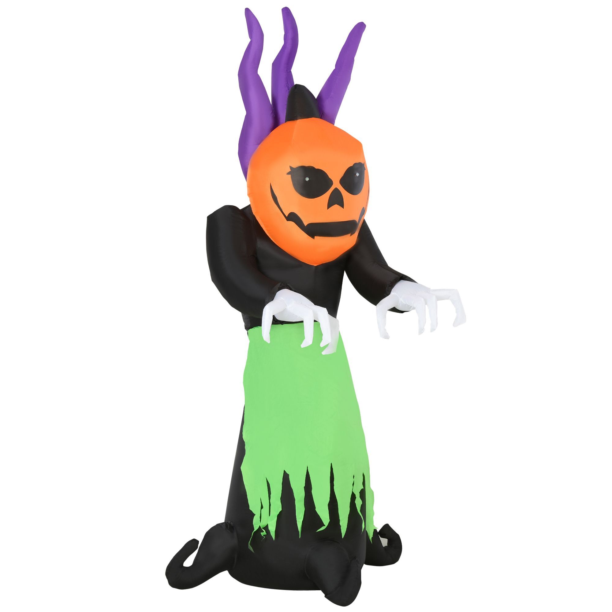 Homcom Next Day Delivery 240cm Blow Up Inflatable Halloween Evil Fire Flame Pumpkin Ghost Decoration With Led For Indoor Outdoor House Party Display