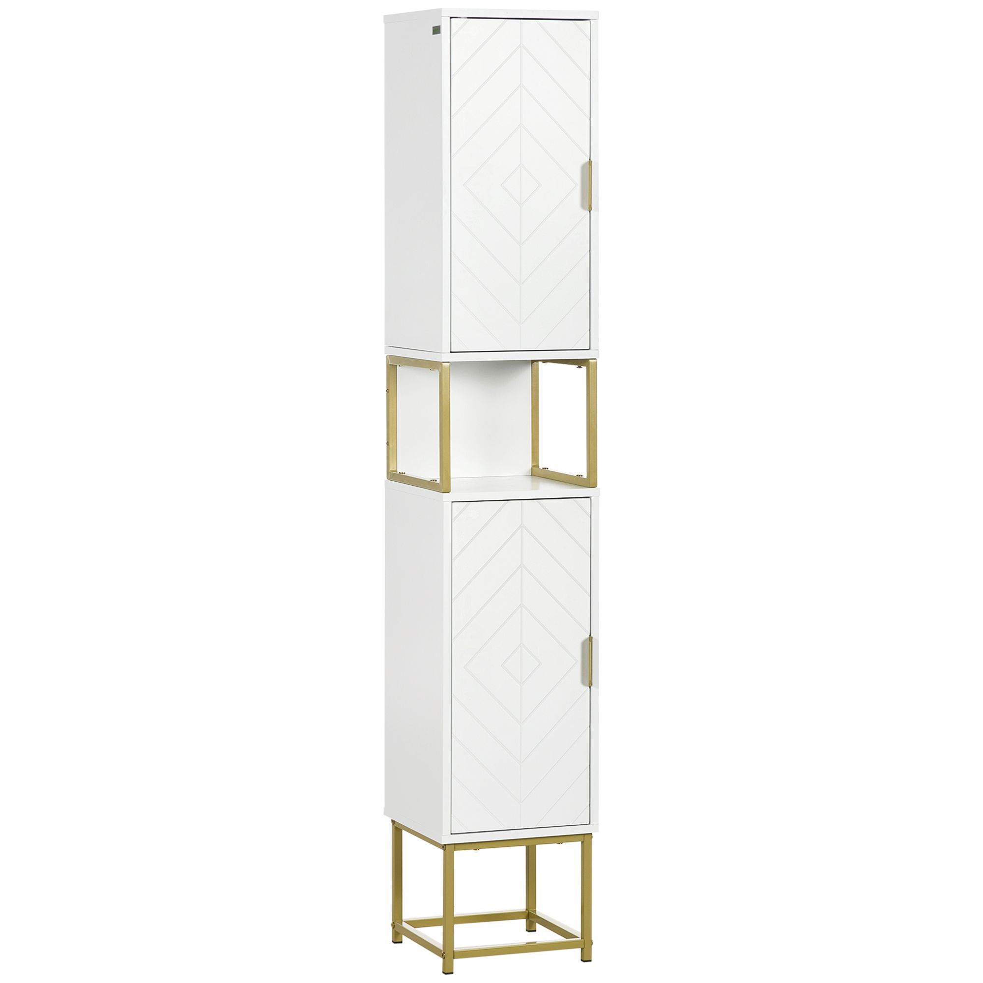 Kleankin Narrow Bathroom Storage Cabinet, Freestanding Tallboy Storage Unit Floor Cabinet Slim Corner Organizer W/adjustable Shelf Steel Base, White