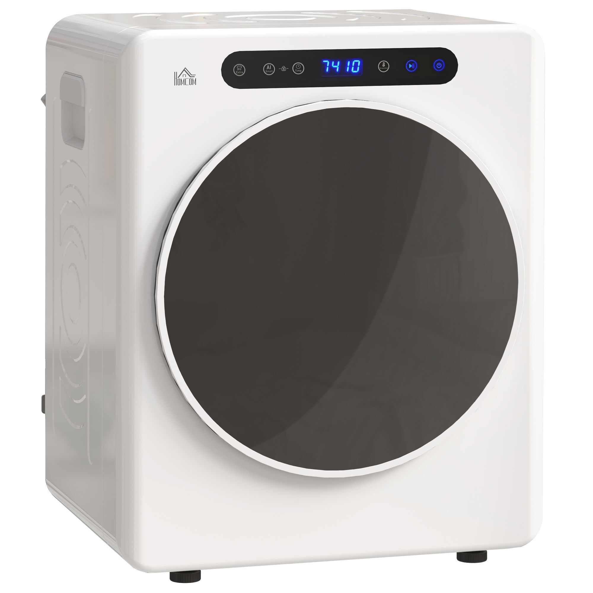 Homcom 8kg Vented Tumble Dryer, 1000w Compact Freestanding Front Tumble Dryer With Stainless Steel Tub, Timer, 6 Heat Settings, Small Portable Clothes Dryer, White